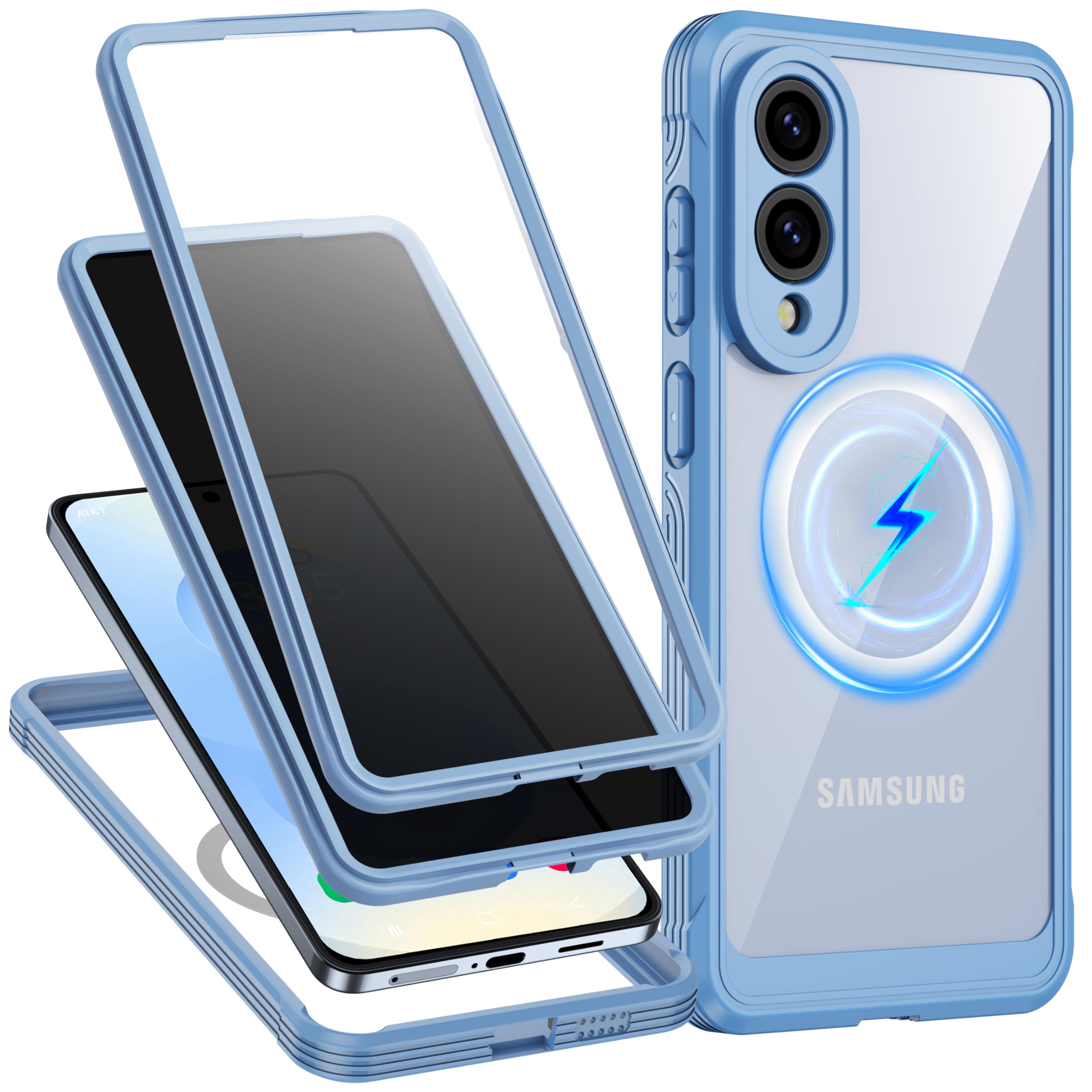 Amilifecases Magnetic For Samsung Galaxy S25 Edge Case, Built-In 9H & Privacy Tempered Glass Screen Protector, [Military Grade P