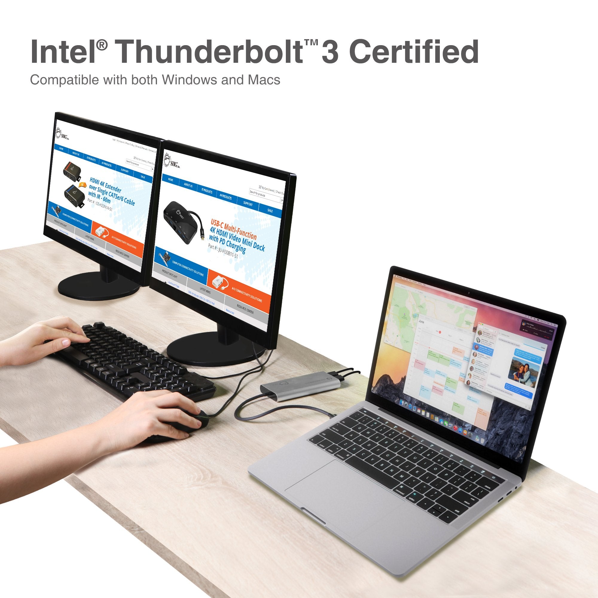 Siig Thunderbolt 3 To Dual Hdmi 2.0 Port Display Adapter At 4K 60Hz   Intel Thunderbolt 3 Certified   Windows/Macbook Pro/Chrome
