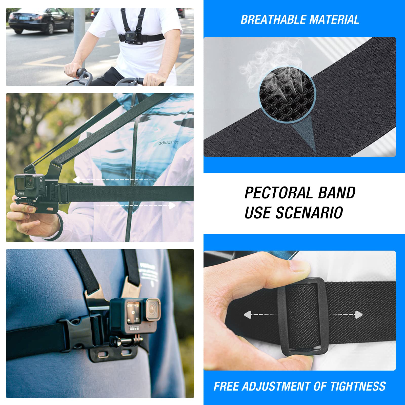 Accessories Kit For Insta360 One X3 X2 X Rs R Go 2, Head Strap Mount + Chest Mount Harness + Backpack Clip Holder + 360Rotating