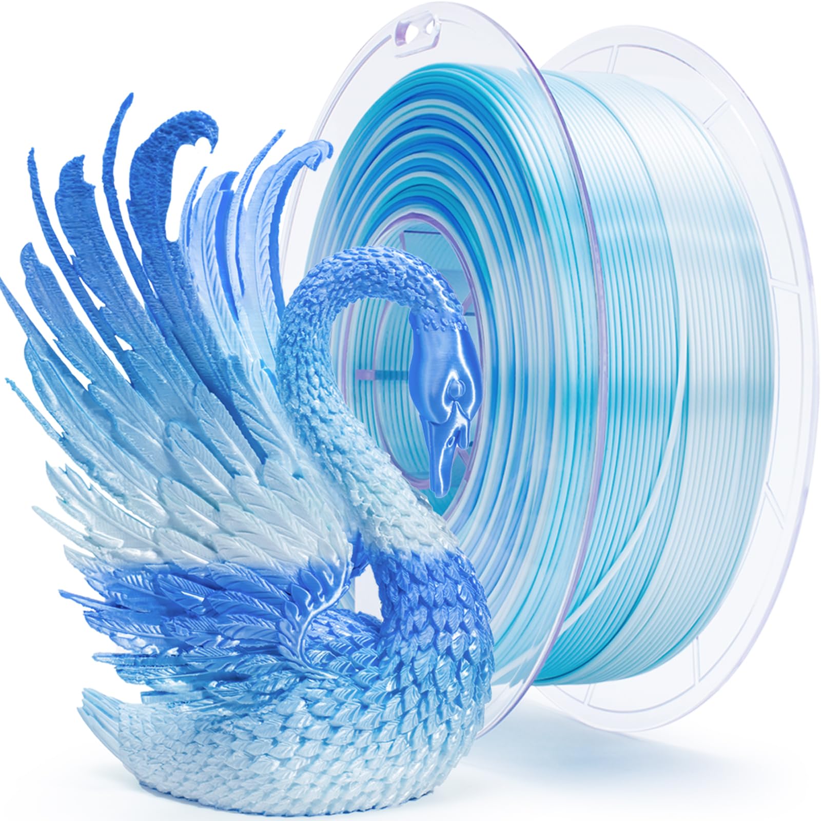 ZIRO 3D Printing Filament, Shiny Fast Color Gradient PlA, Glossy Color Change by Length PLA, Fit Most FDM Printers, Dimensional 