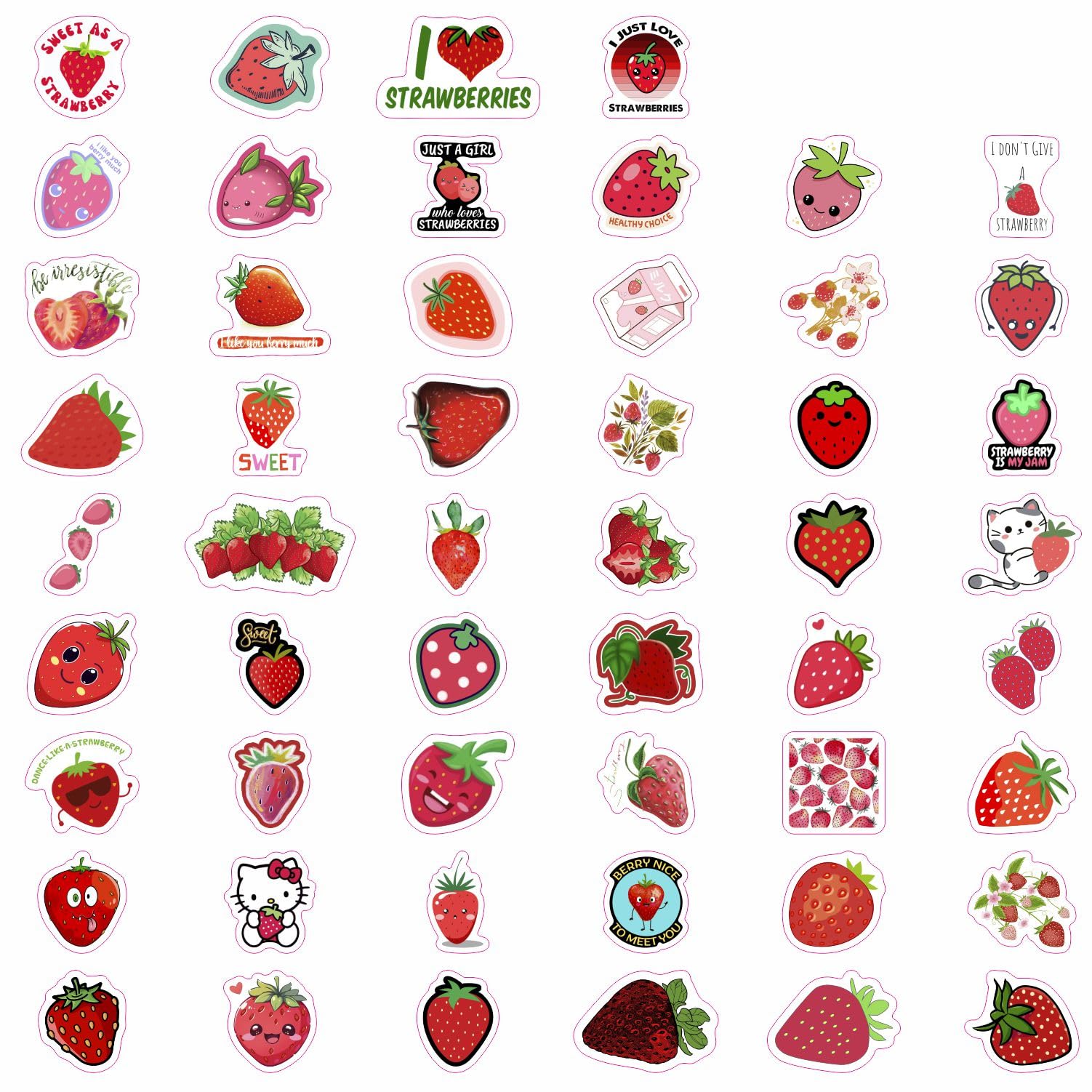 100Pcs Strawberry Stickers & Laptop Decals   Strawberry Birthday Party Decorations, Strawberry Shower Supplies   Strawberry Gift