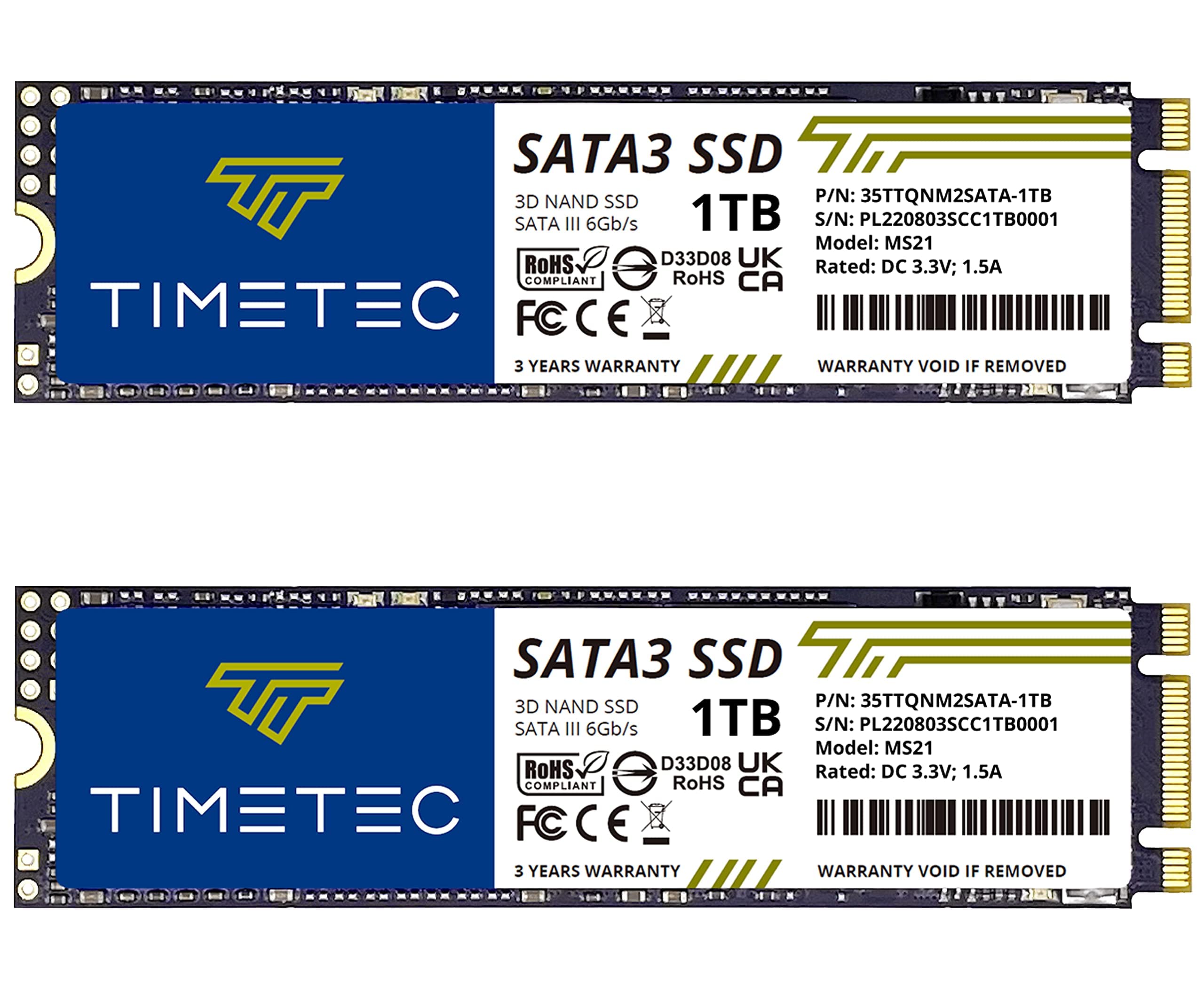 Timetec 1Tbx2 (2 Pack) Ssd 3D Nand Sata Iii 6Gb/S M.2 2280 Ngff Read Speed Up To 550Mb/S Slc Cache Performance Boost Internal Solid State Drive For Pc Computer Laptop And Desktop