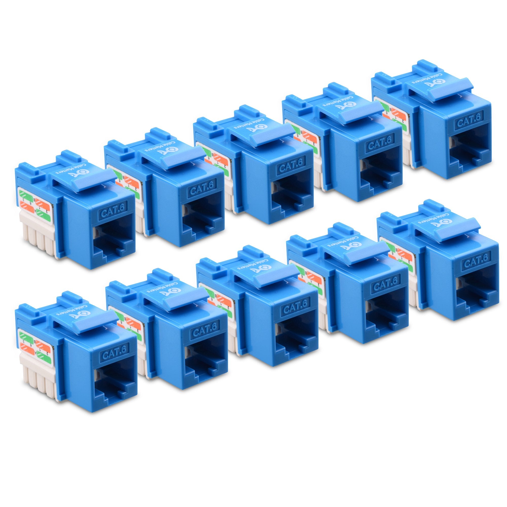 Cable Matters [UL Listed] 10 Pack 10Gbps Cat6 Keystone Jacks, RJ45 Keystone Jack, Ethernet Keystone Jack in Blue for Patch Panel and Wall Plate