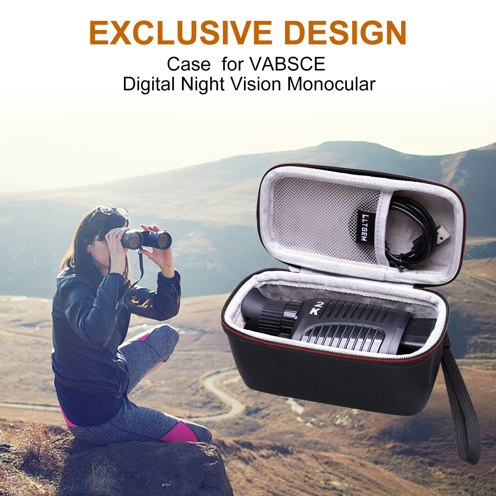 Monocular Case. Ltgem Hard Carrying Case Compatible For Vabsce/Night Digital Night Vision Monocular (6.5X3.4X3.0)   Protective C