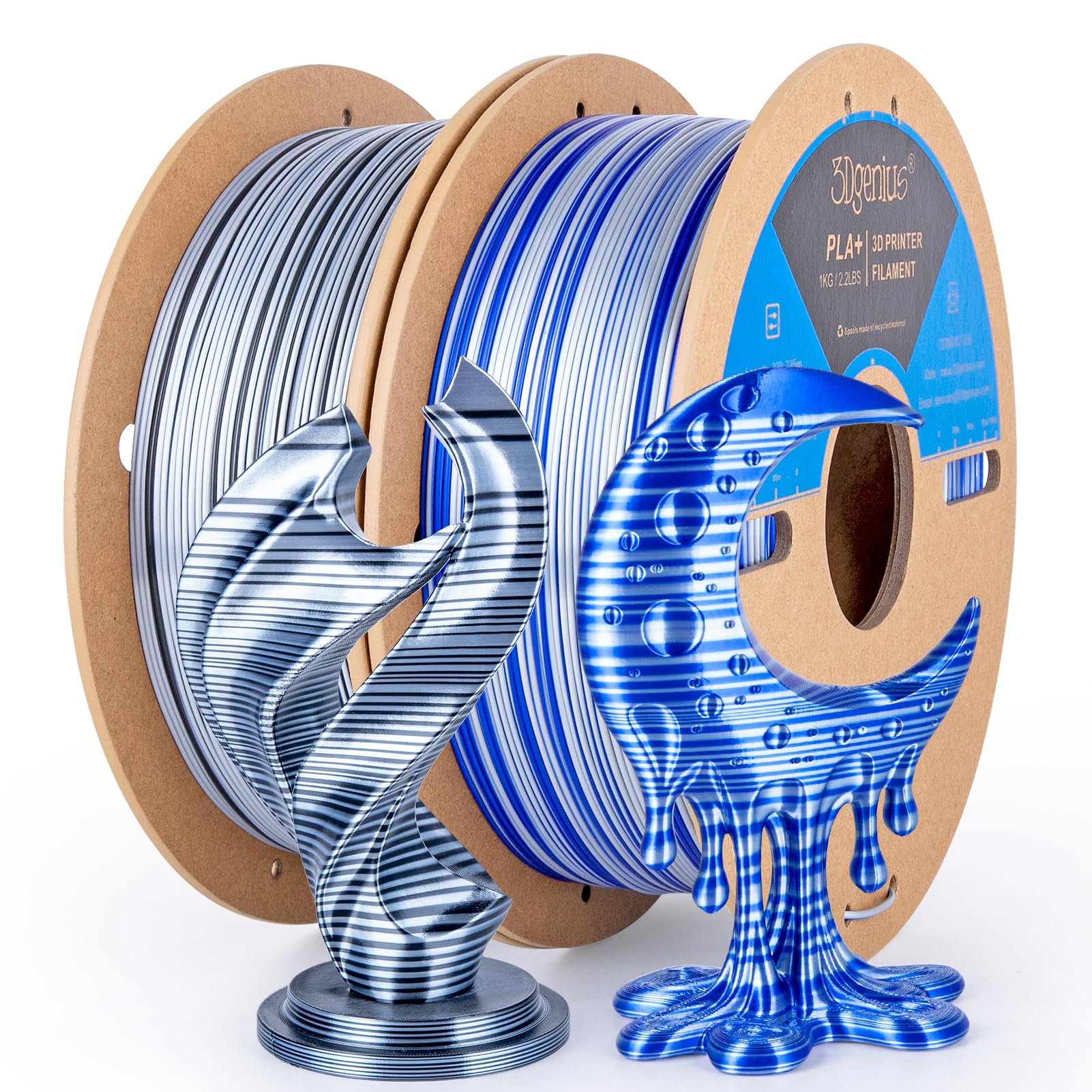 3Dgenius Silk PLA Filament 1.75mm Silk PLA 3D Printer Filament Shiny Fast Color Changing Gradient Filament 3D Printing Filament 