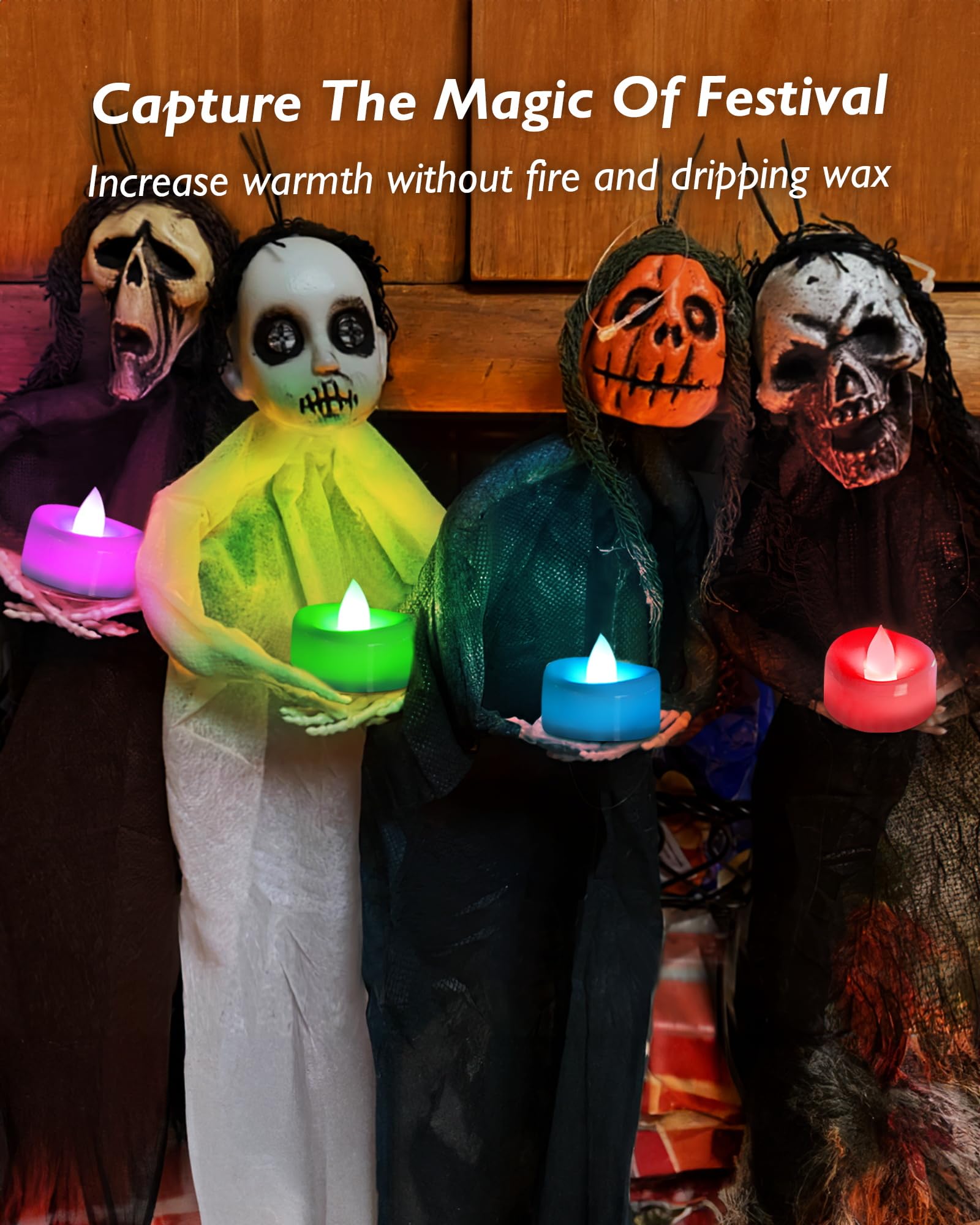 Merrynights Flameless Candles, 12 Pack Color Changing Tea Lights Candles Battery Operated, Long Lasting 200+ Hours Flameless Tea