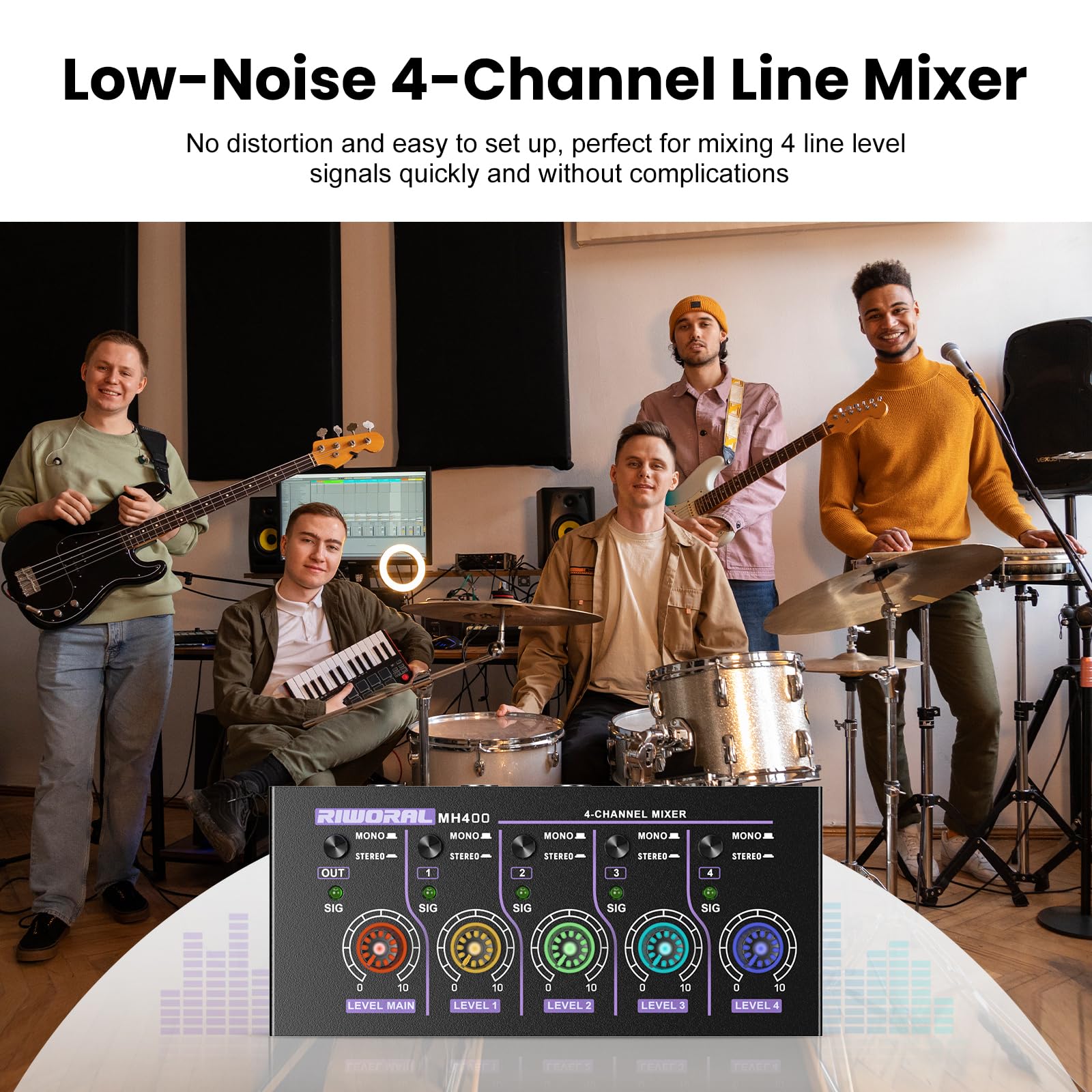 Mini Audio Stereo Mixer 4 Channel 1/4 Inch Tsr/Ts Audio Input Jack For Line Mixer Stereo/Mono Cutovers Compatible With Mic, Guit