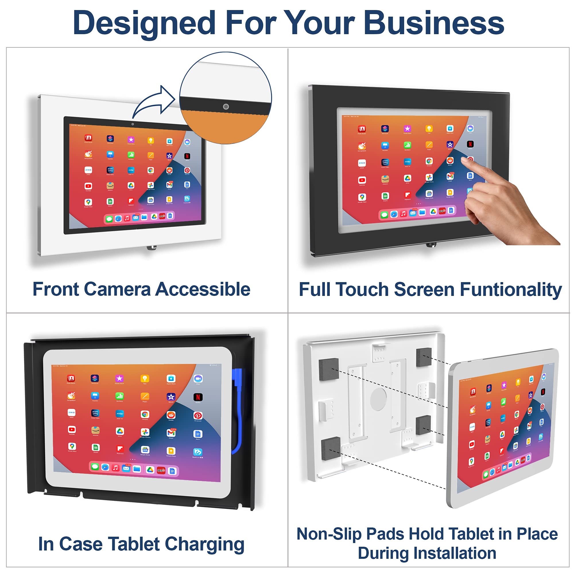 Tabcare Locking Security Metal Case For Apple Ipad Air 1/2 9.7' For Kiosk, Pos, Store, Show Display (White, Ipad Air 1/2 9.7)