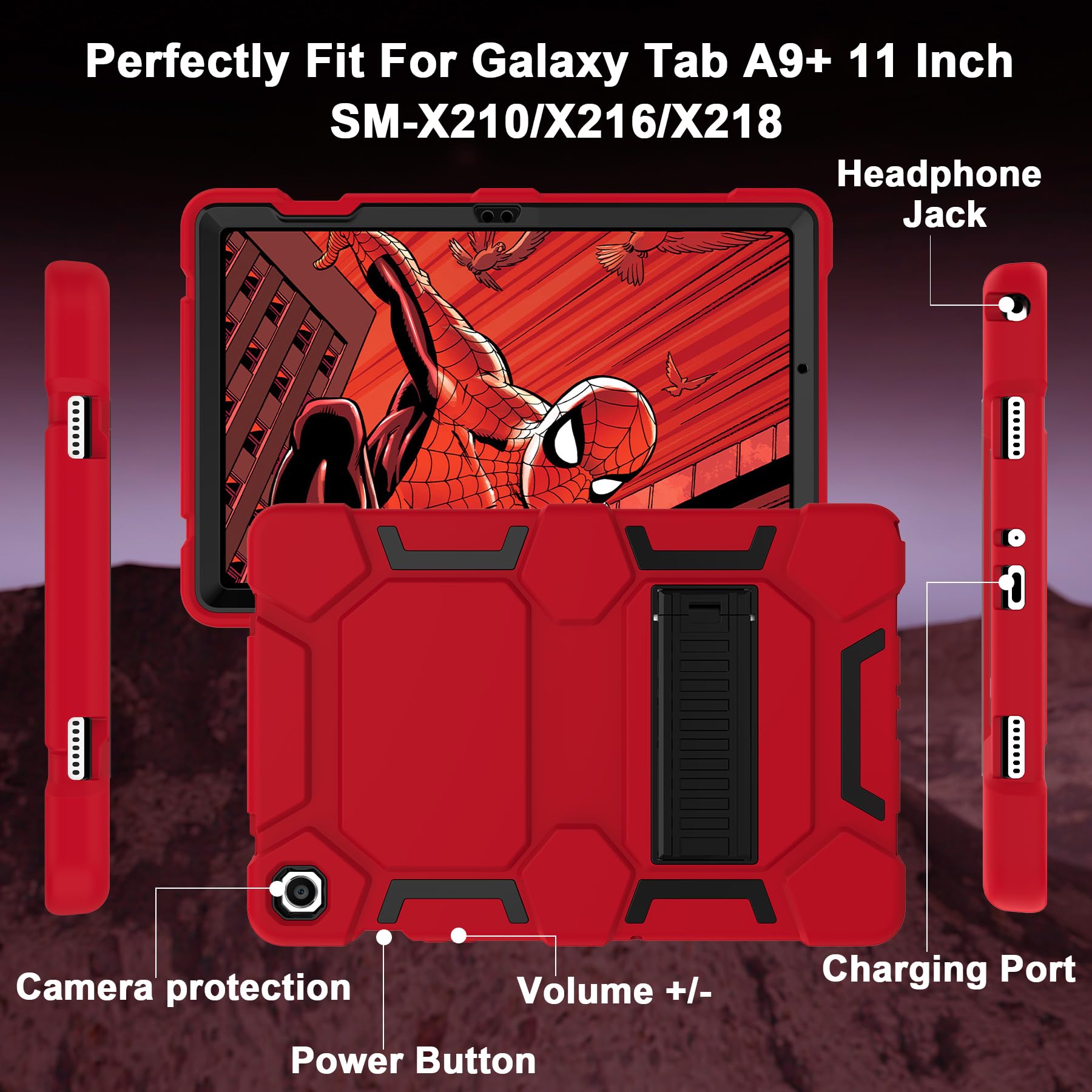 Ccmao Case For Samsung Galaxy Tab A9+/A9 Plus Case 11 Inch 2023 Model (Sm X210/X216/X218), Heavy Duty Shockproof Hybrid Three La