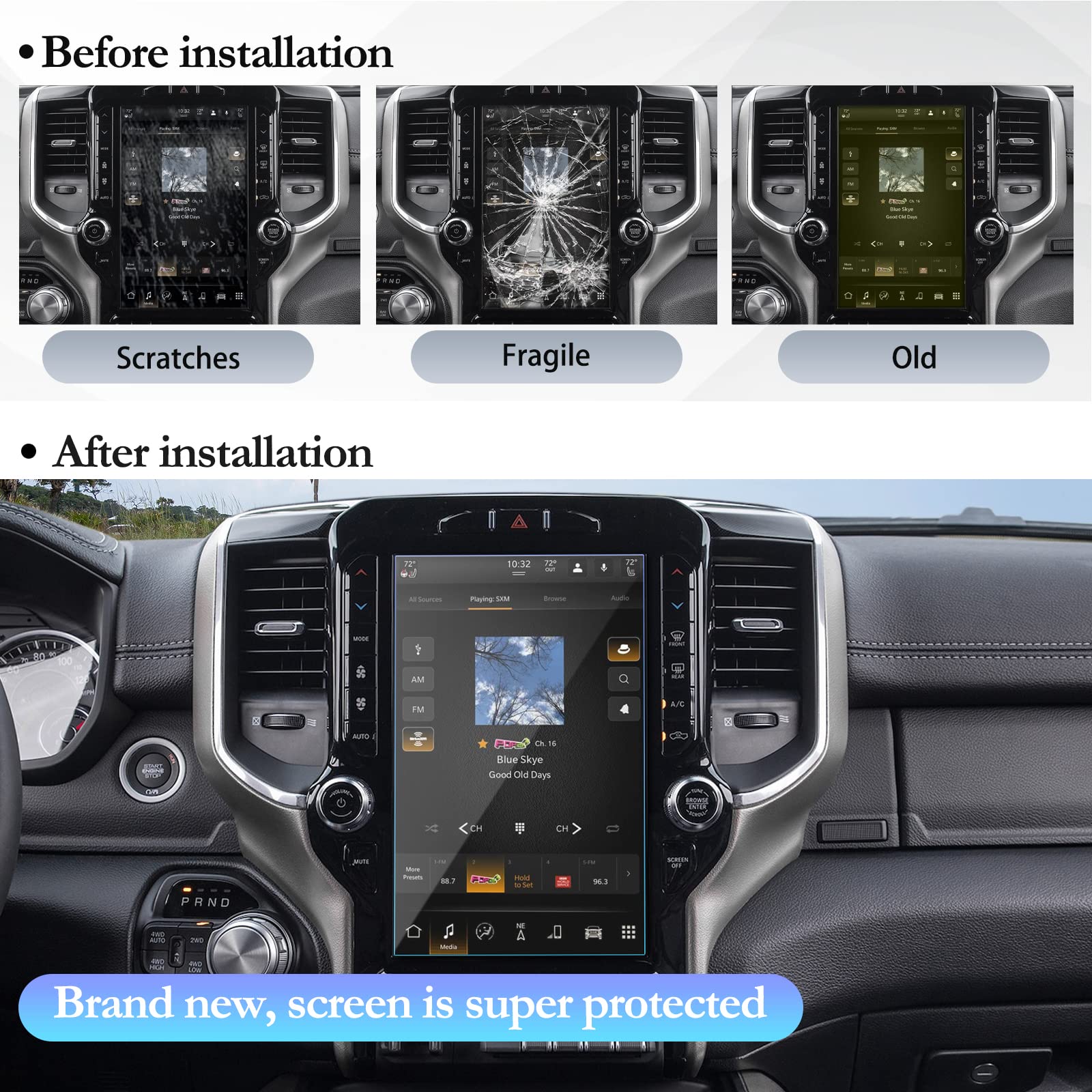 Sktu 2019 2025 Ram 1500 2500 3500 Screen Protector For Ram 12 Inch Uconnect Navigation 2024 2025 Ram Accessories Anti Scratch High Clarity