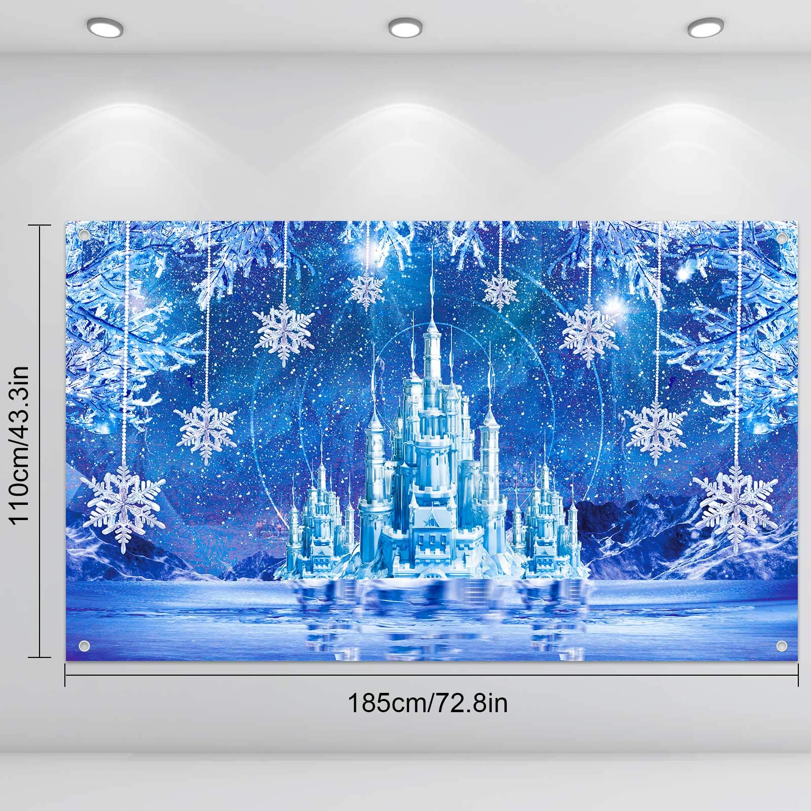 Sumind Winter Party Supplies Backdrop Decoration Ice Snowflake Photography Banner Winter Wonderland Ice Castle Background For Ch