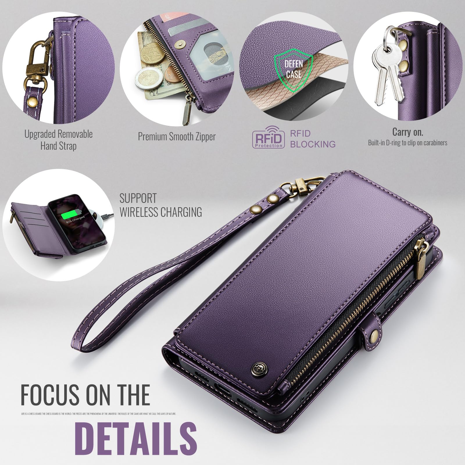 Defencase Wallet Case Compatible With Motorola Moto G Stylus 5G 2023 With Rfid Blocking Zipper Card Holder Fashion Soft Pu Leath