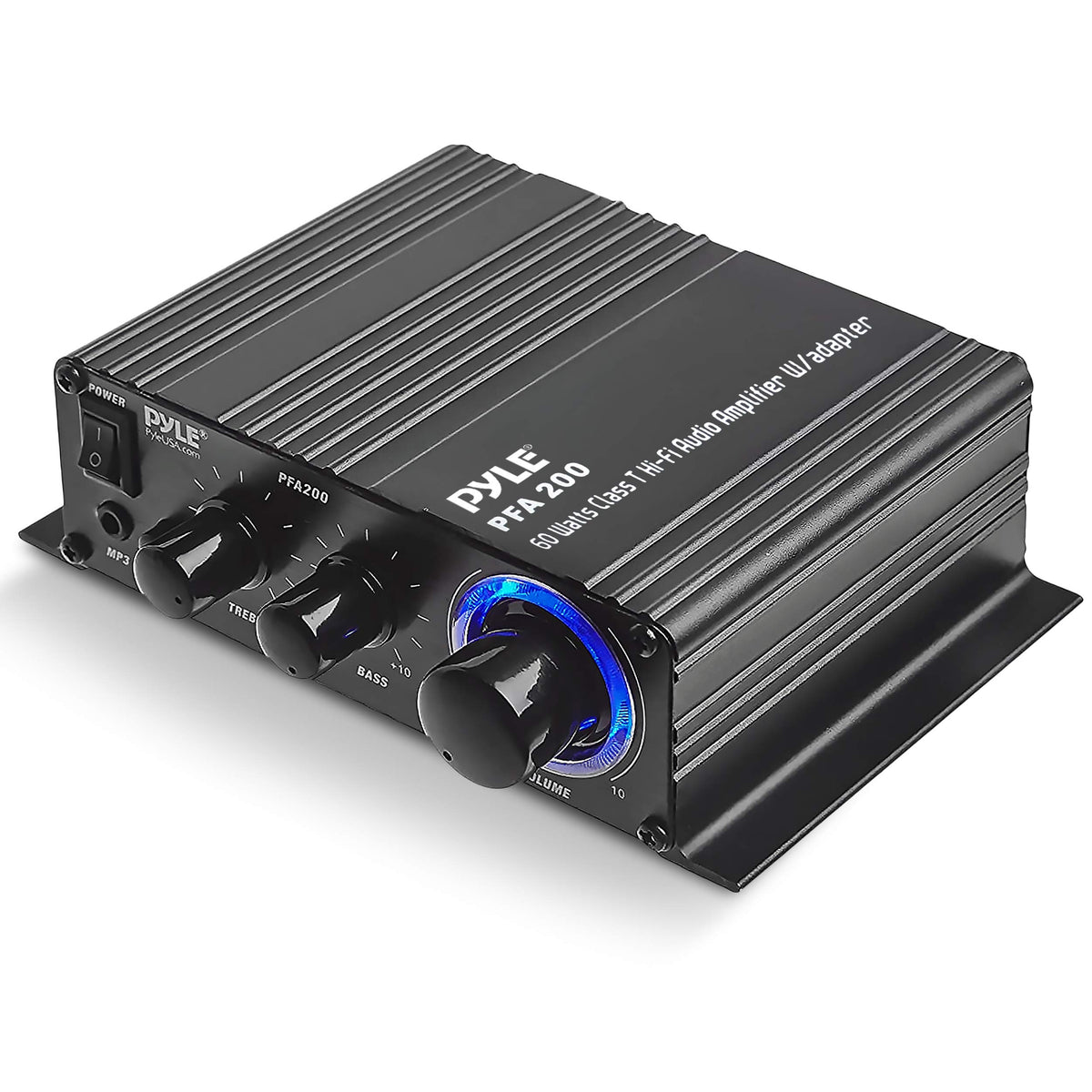 Pyle Home Mini Audio Amplifier   60W Portable Dual Channel Surround Sound Hifi Stereo Receiver W/ 12V Ac Adapter, Aux, Mic In, S