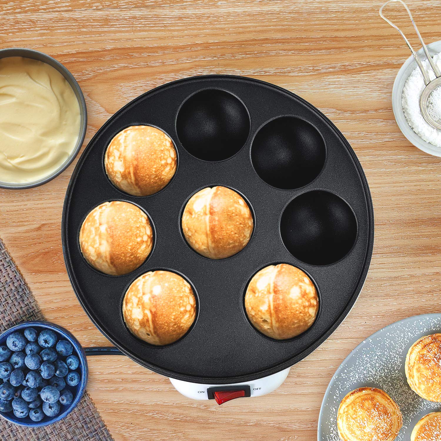 Health And Home Electric Japanese Takoyaki Octopus Pan 8  Balls Maker Danish Aebleskiver And Ebelskiver Maker, Cake Pops Maker With Nonstick Coating,Easy Clean