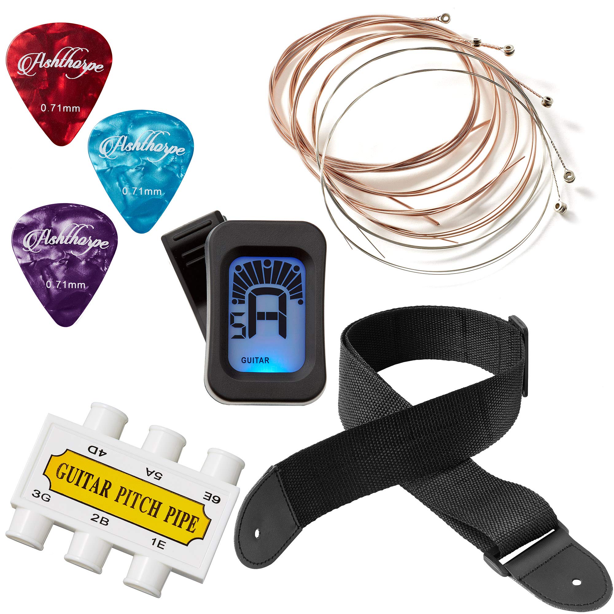Ashthorpe 30 Inch Beginner Acoustic Guitar Package (Blue), Basic Starter Kit W/Gig Bag, Strings, Strap, Tuner, Picks