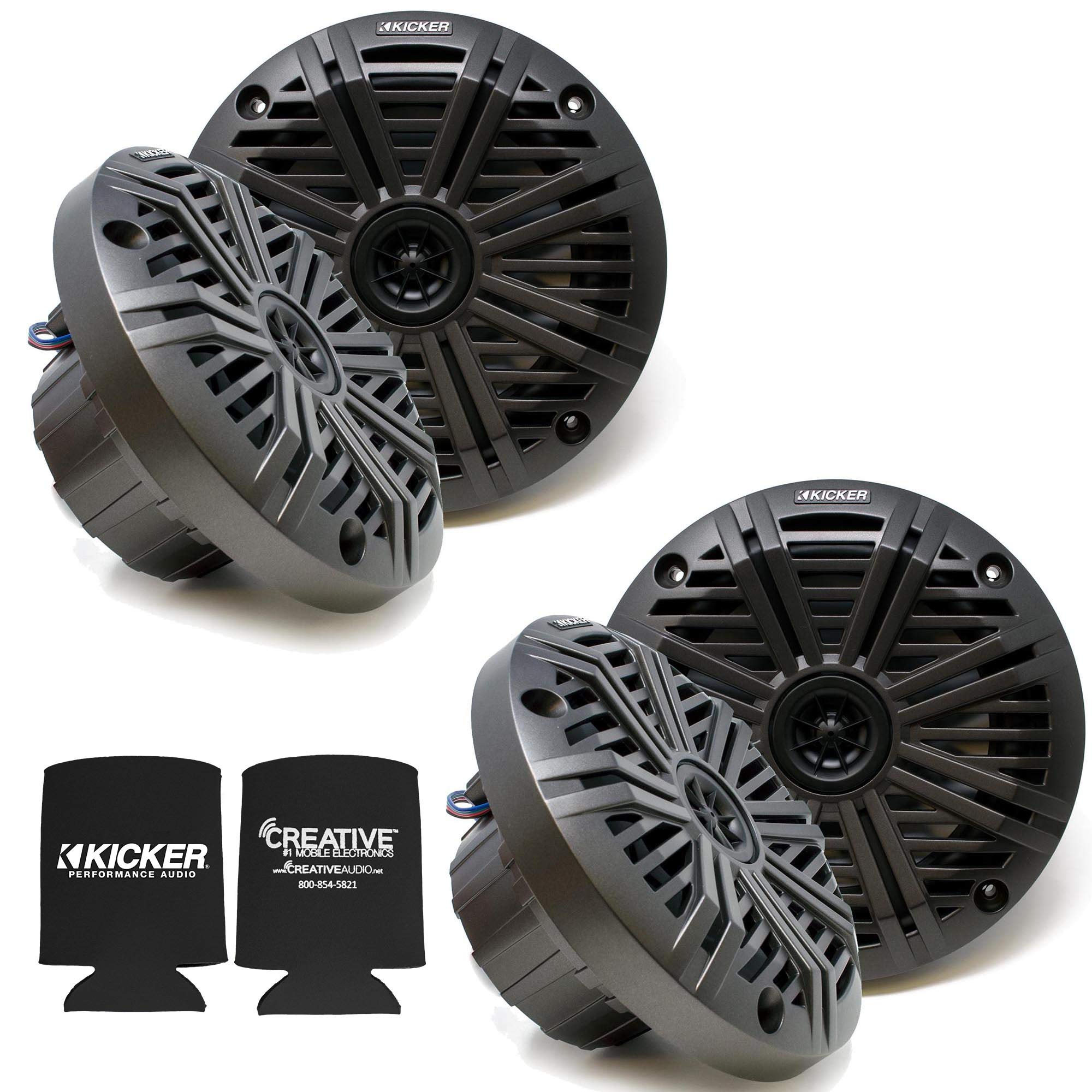 KICKER 6.5 Marine Speakers (2 Pair) Charcoal Salt Water Grills OEM Replacement Speakers