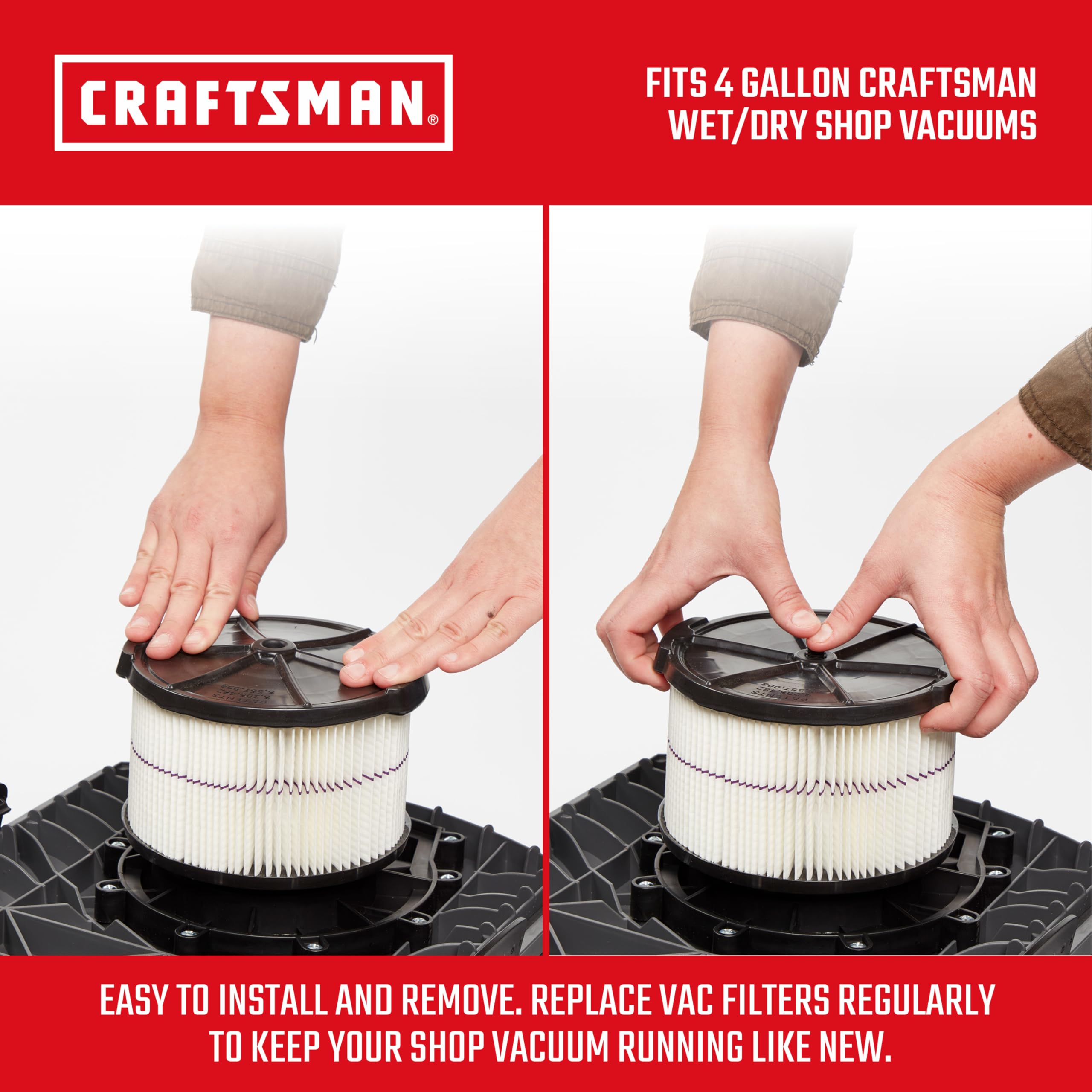 Craftsman Cmxzvbe38741 Genuine Half Height General Purpose Wet Dry Vac Replacement Vacuum Filter For Most 5 To 20 Gallon Craftsm