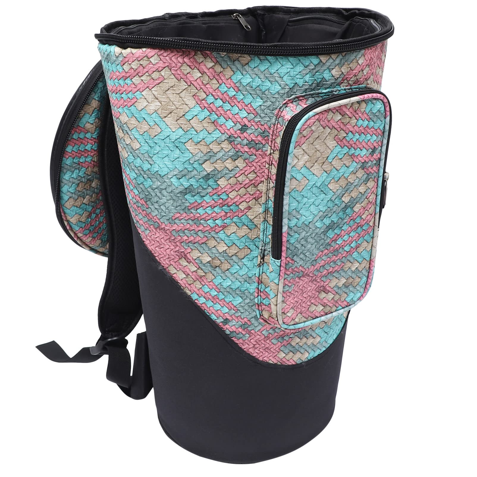 African Drum Bag Djembe Drum Bag 12 Inch, Djembe Backpack Padded Gig Bag with Shoulder Strap, Accessories Pocket, Double Layer, 