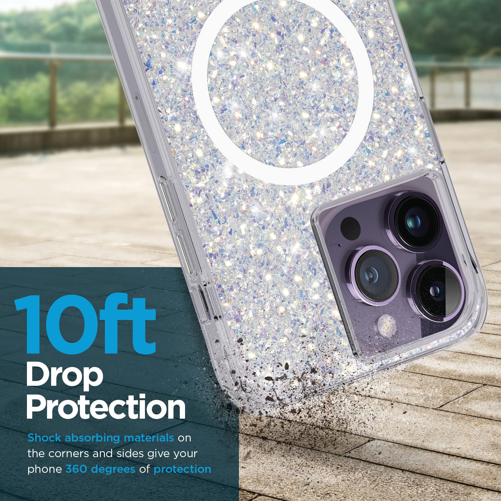 Case Mate Iphone 14 Pro Max Case   Twinkle Stardust [10Ft Drop Protection] [Compatible With Magsafe] Magnetic Cover With Cute Bl