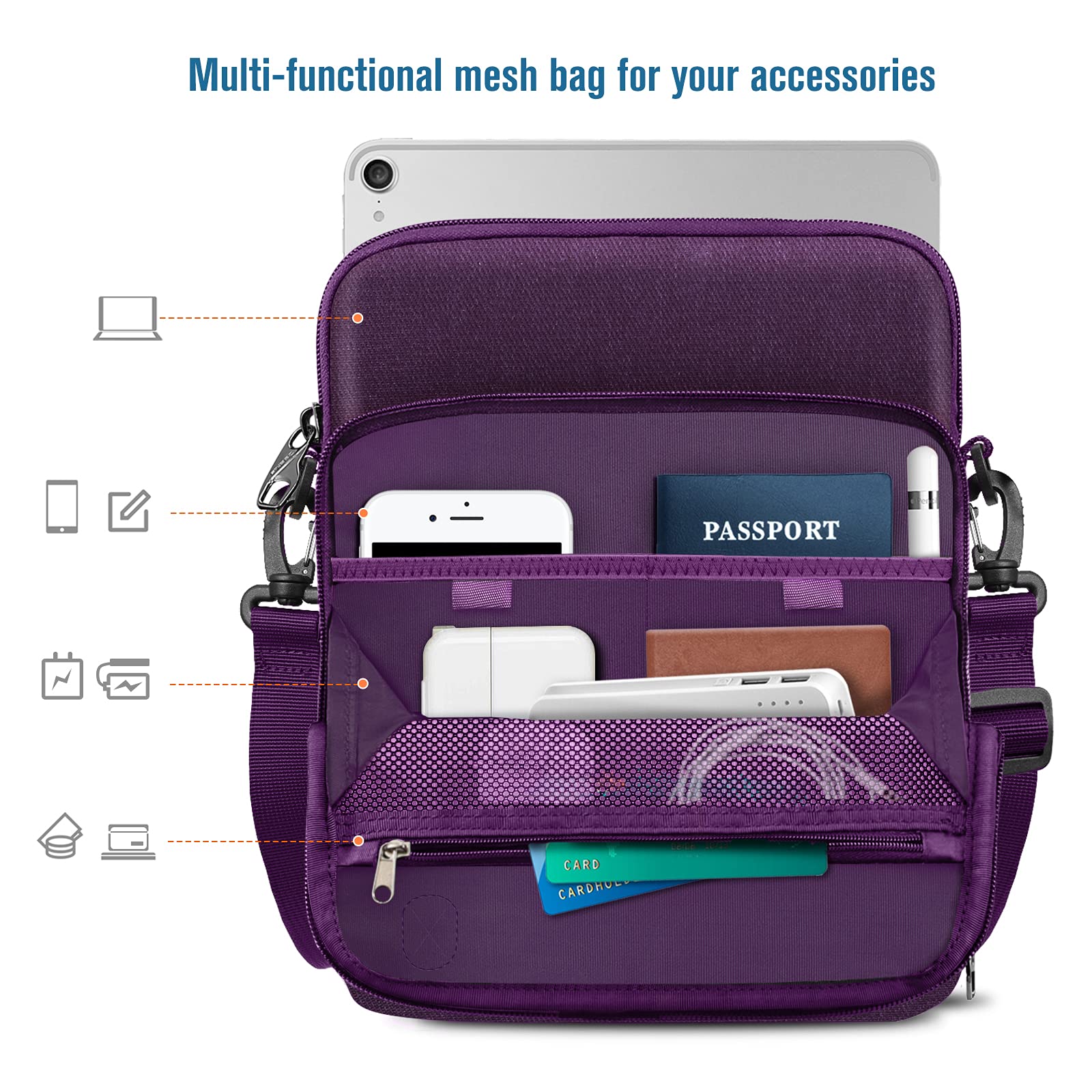 Finpac 11 Inch Tablet Sleeve Case, Briefcase Shoulder Bag For 11 Ipad Pro (2018-2024), 11 Ipad Air (M2) 2024, 10.9 Ipad 10Th Gen