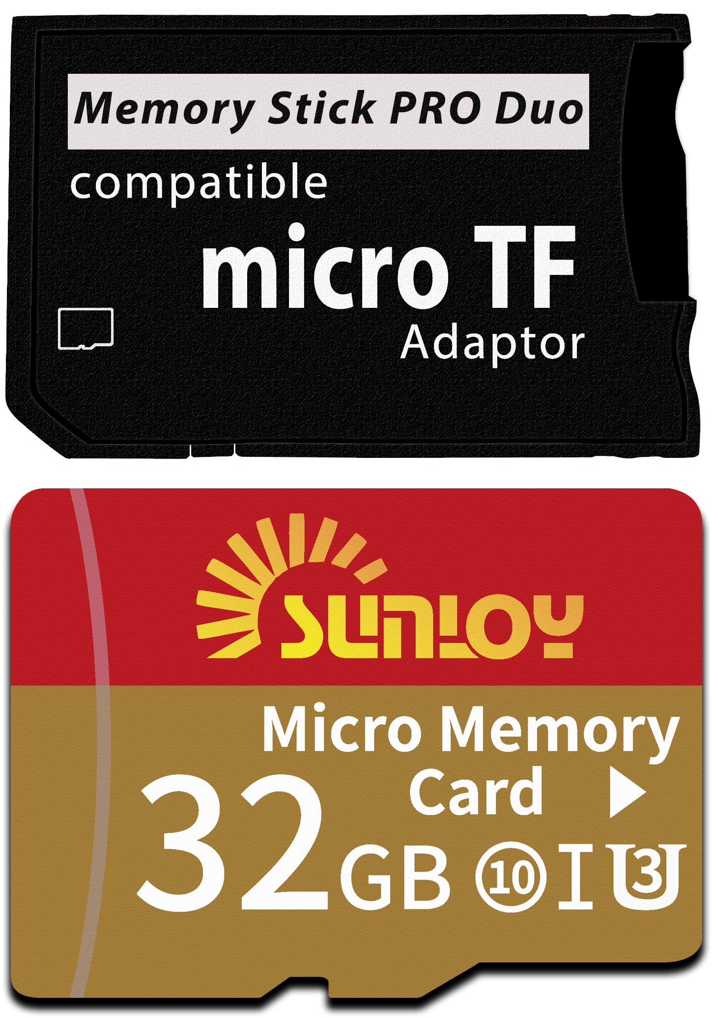PSP Memory Stick Adapter with 32GB Micro SD Card, Micro SD/SDHC/SDXC to Memory Stick PRO Duo MagicGate Card Compatible with Play