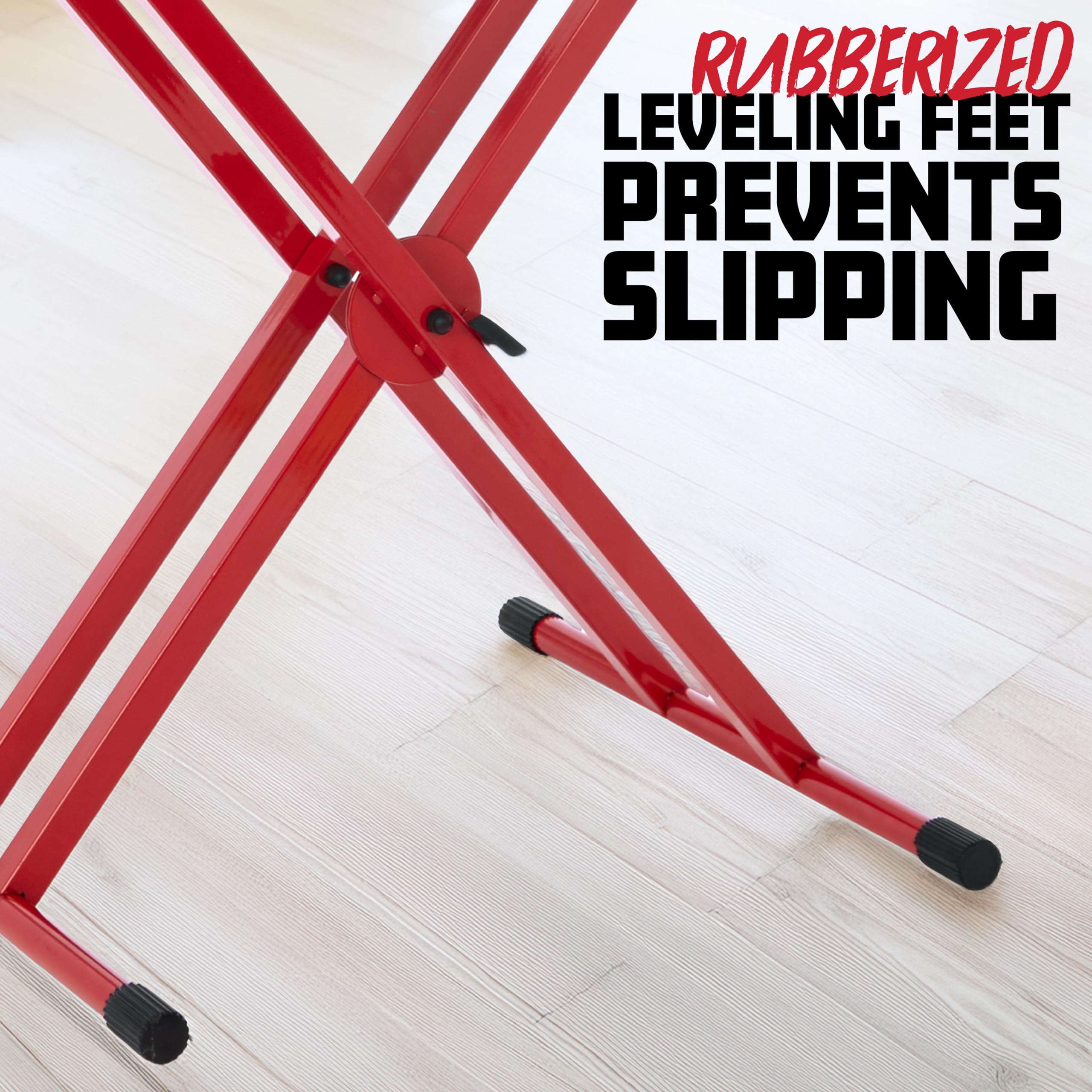 Gator Frameworks Deluxe Two Tier X Frame Keyboard Stand, Bright Red Finish (Gfw-Key-5100Xred)