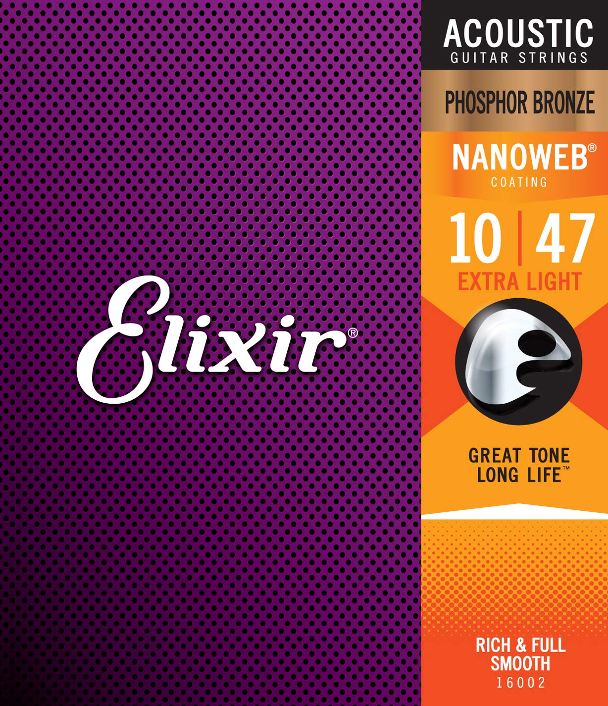 Elixir Strings Phosphor Bronze Acoustic Guitar Strings W Nanoweb Coating, Extra Light (.010 .047)