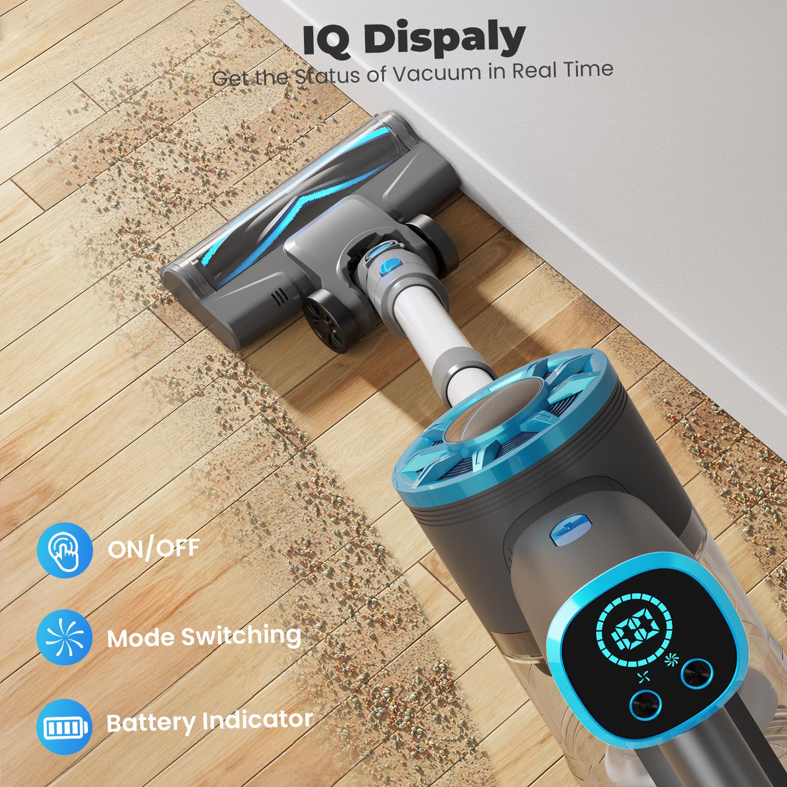 Cordless Stick Vacuum Cleaner With Self-Standing, 8-In-1 Vacuum Cleaners For Home, Lightweight Powerful Vacuum With Led Screen,