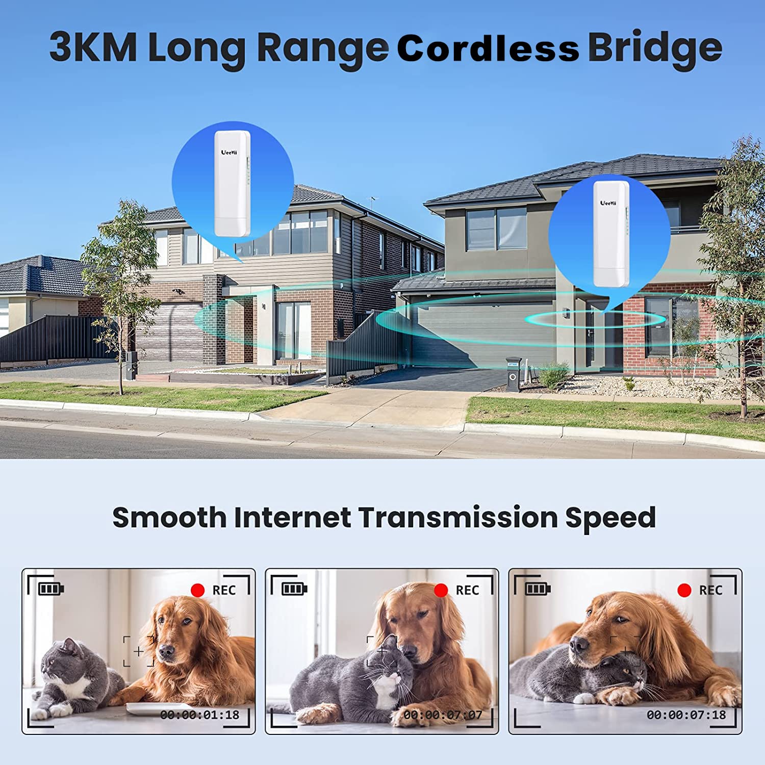 Wireless Bridge,Point To Point 5.8G Outdoor Bridge With 14Dbi Directional Antenna 3Km Long Range Working Distance 24V Poe Adapte