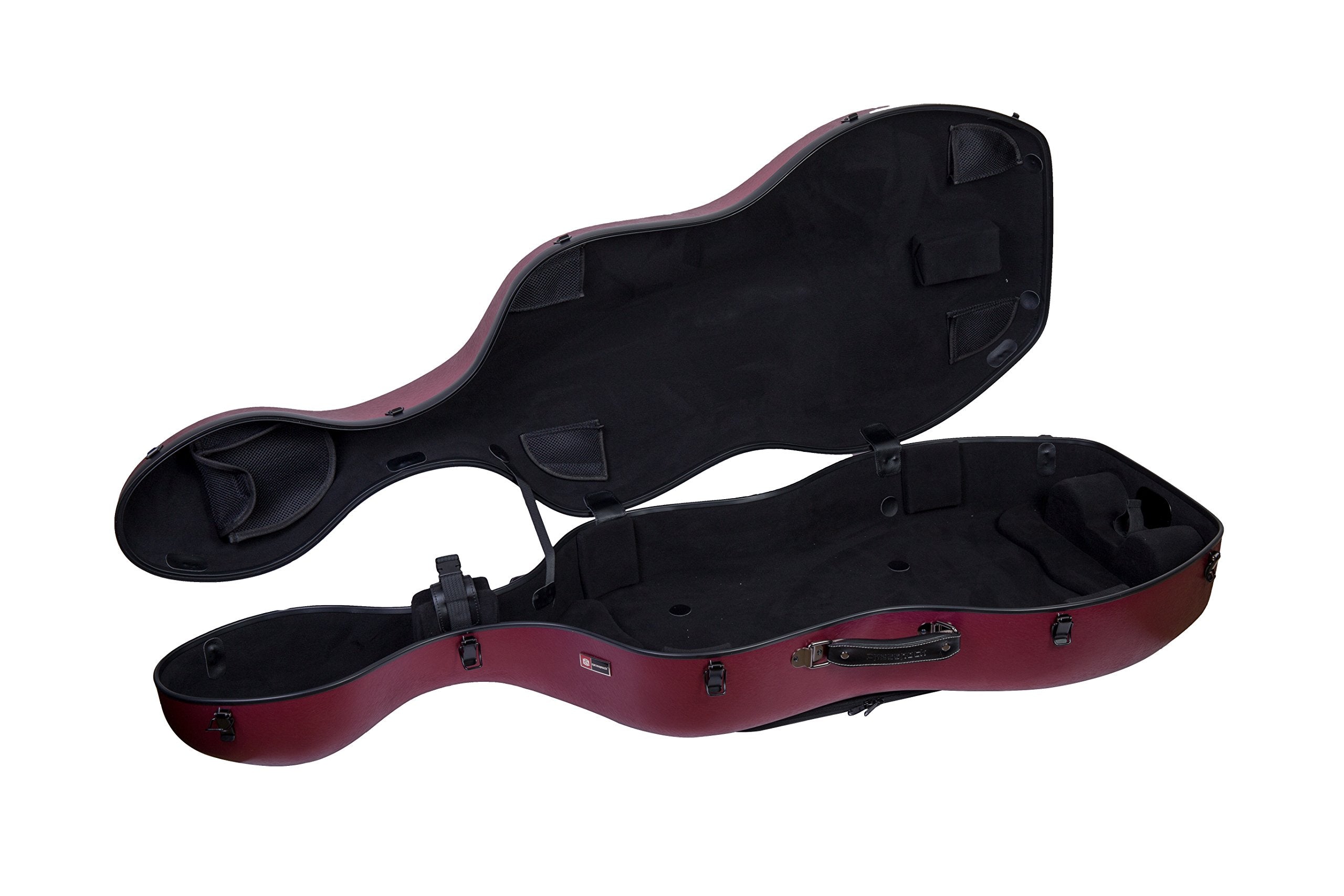 Crossrock Poly Carbon Cello Case For 4/4 Full-Size | Matte Red Finish, Wheels, Lightweight & Durable - Best For School Orchestra