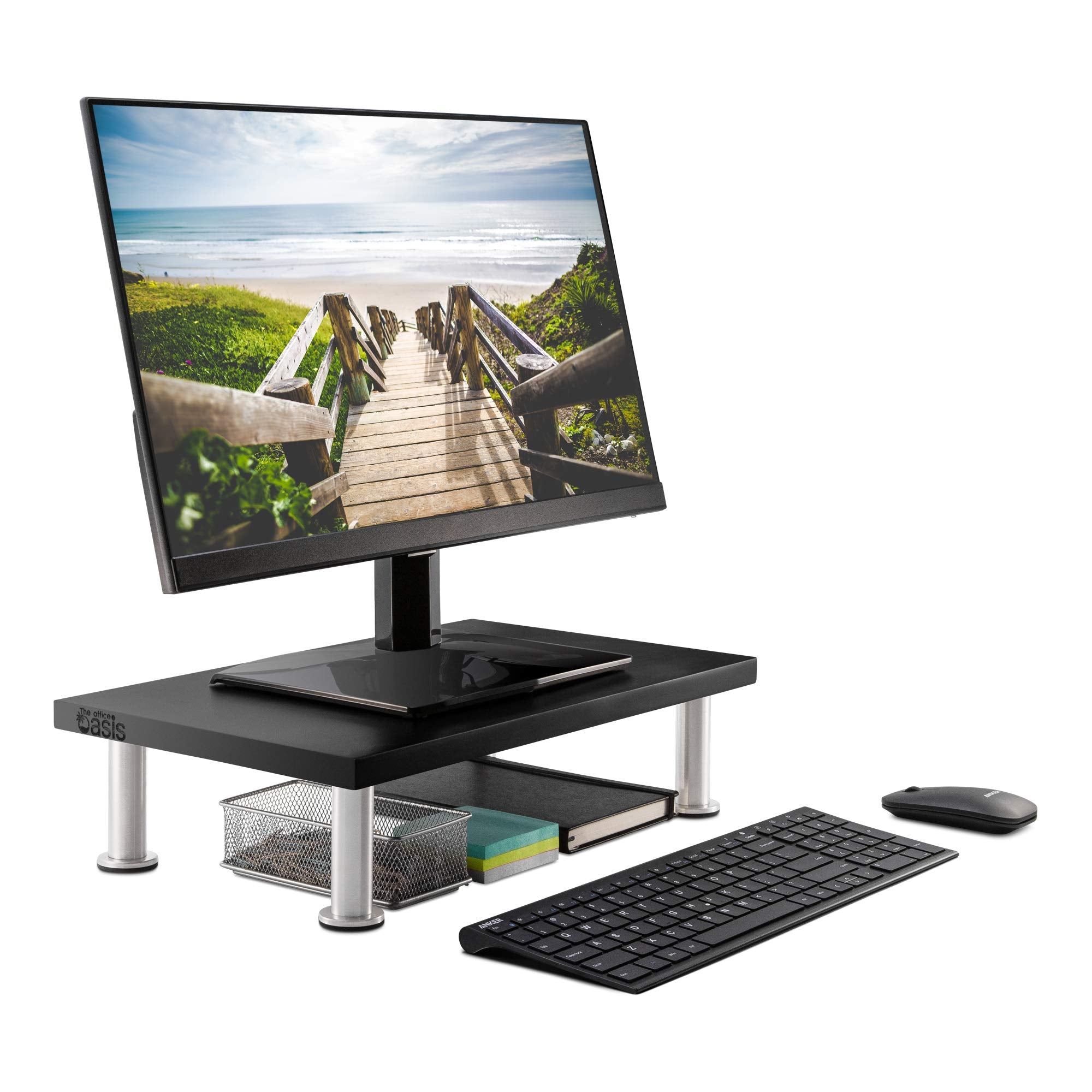 The Original Bamboo Monitor Stand (As Seen On Pbs)   Monitor Riser For Computer Screen Or Laptop   Desk Shelf Adds Storage Space