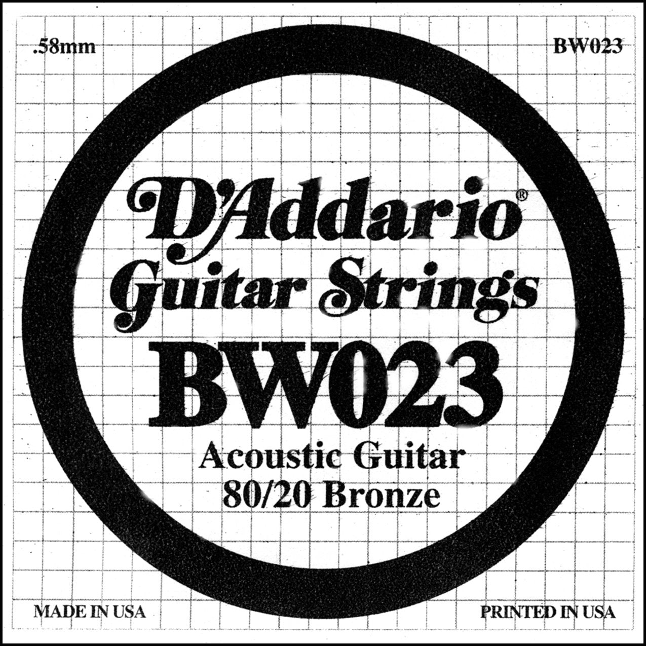 DAddario BW023 Bronze Wound Acoustic Guitar Single String, .023