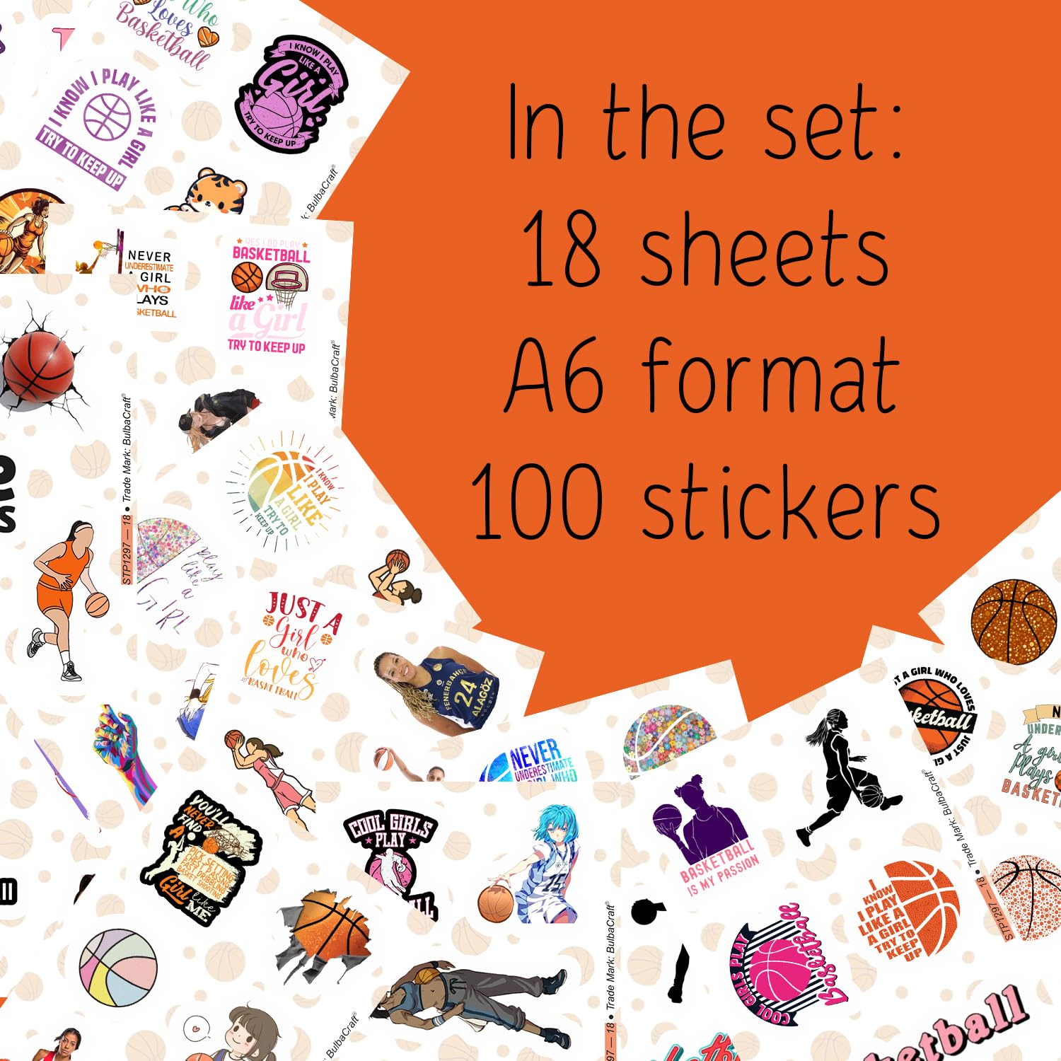 100Pcs Basketball Stickers For Girls For Water Bottle And Laptop   Basketball Party Favors & Decorations, Waterproof Vinyl Decal