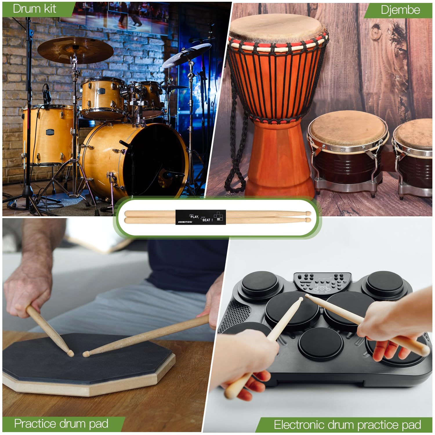 6 Pairs Drum Sticks, 5A Drum Sticks, Oval Wood Tip Drum Stick For Drums, Non Slip Drum Stick For Jazz Drum Electronic Drums Musi