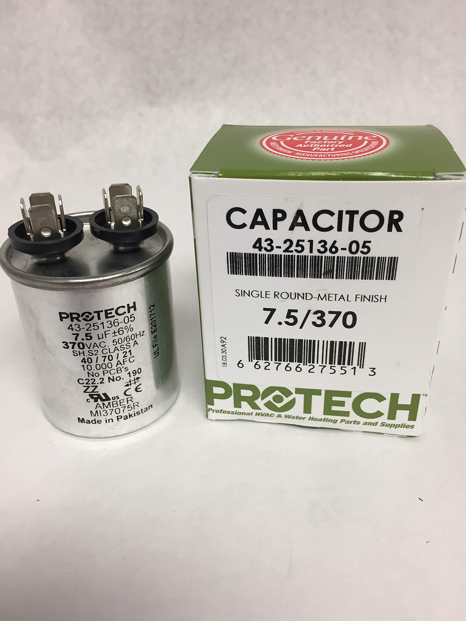 Rheem Capacitor   7.5/370 Single Roun #43 25136 05