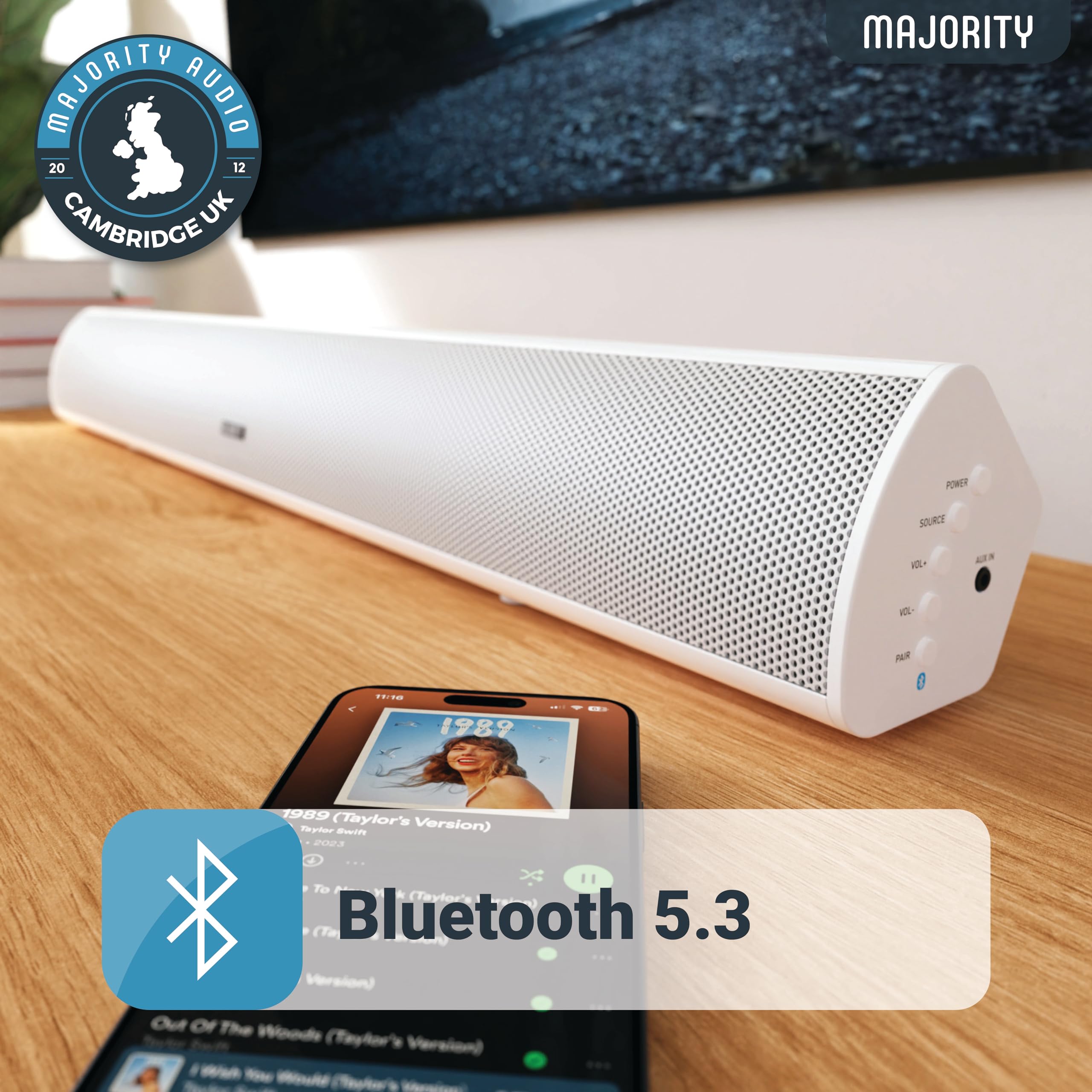 Majority Teton Sound Bar For Tv | 120W Powerful Stereo 2.1 Channel Sound | Home Theatre 3D Soundbar With Built In Subwoofer | Hd