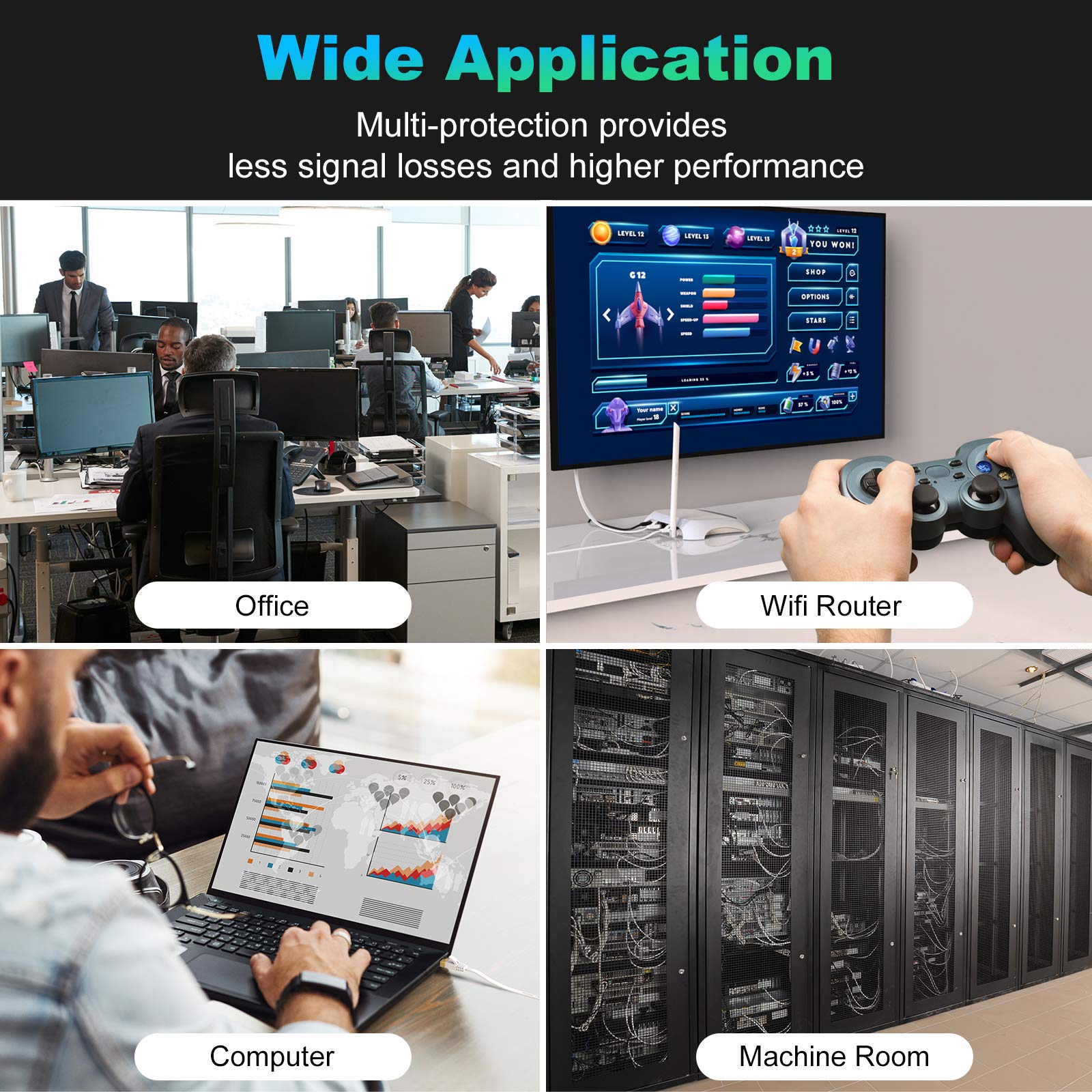 Ethernet Cable 100 Ft, High Speed Cat 6E/Cat 6 Long Ethernet Cable With Snagless Rj45 Connector, High Speed Patch Cord Than Cat5