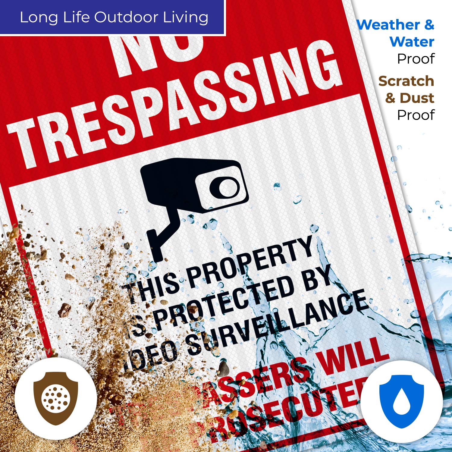 Sigo Signs   Video Surveillance No Trespassing Sign, Cctv Security Camera, 24X30 Inches, 3M Egp Reflective .080 Aluminum, Fade R