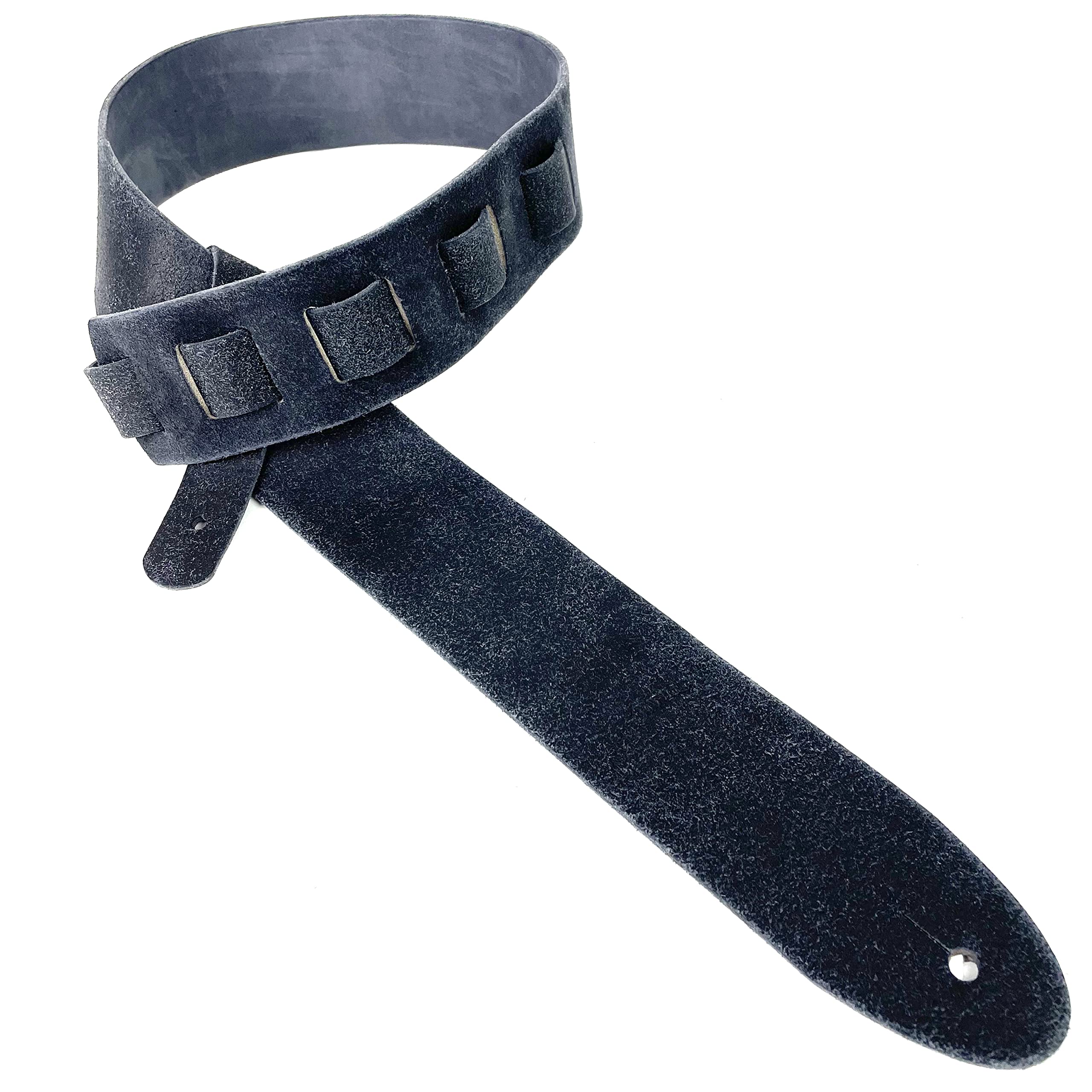 Walker And Williams STR02 Distressed Elephant Gray Top Grain Thick Italian Leather Guitar Strap For Acoustic, Electric, And Bas