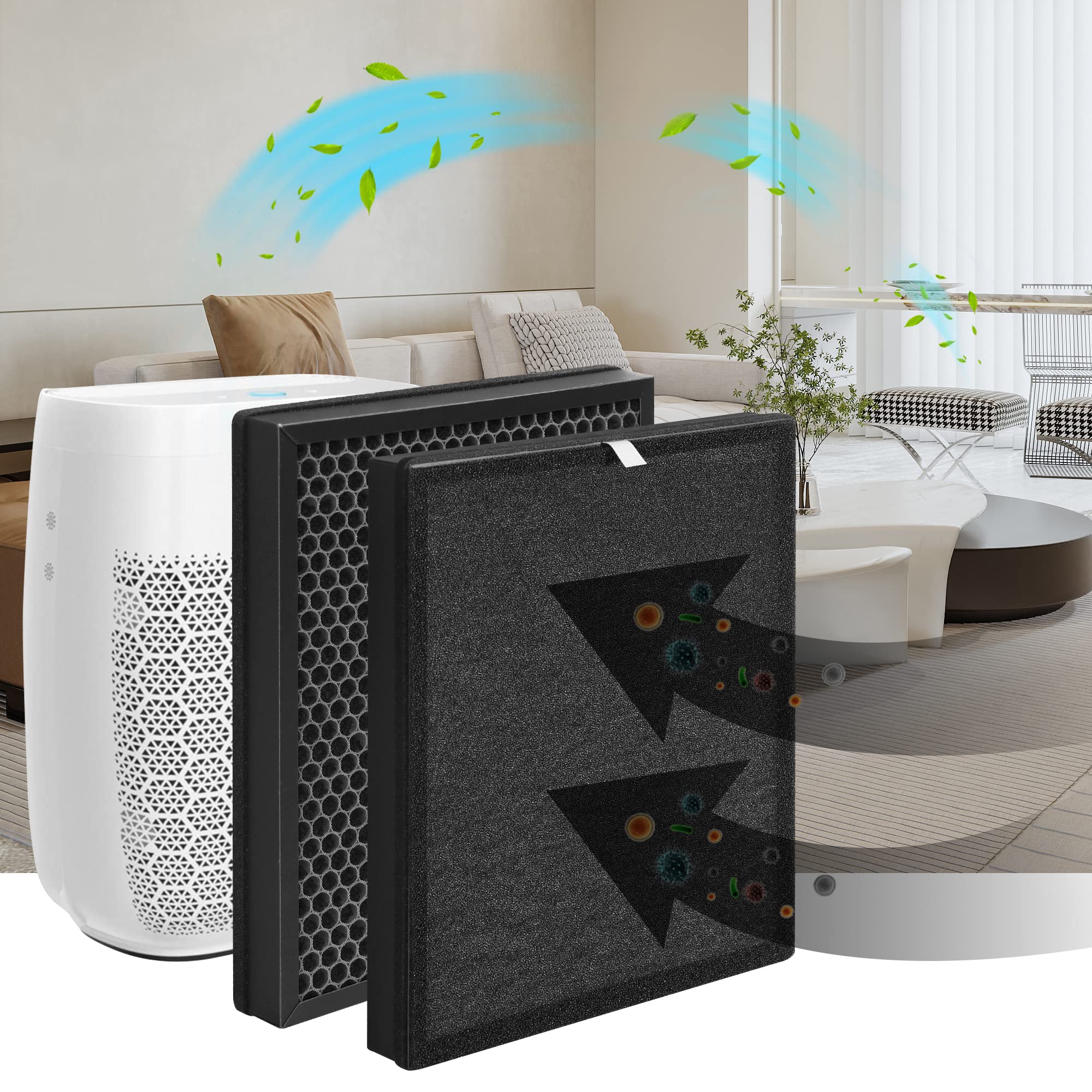 Gokbny 1 Pack Aerio 300 Replacement Hepa Filter Compatible With Zigma Aerio 300 Purifier, 1 High Efficiency Hepa Filters + 1 Car