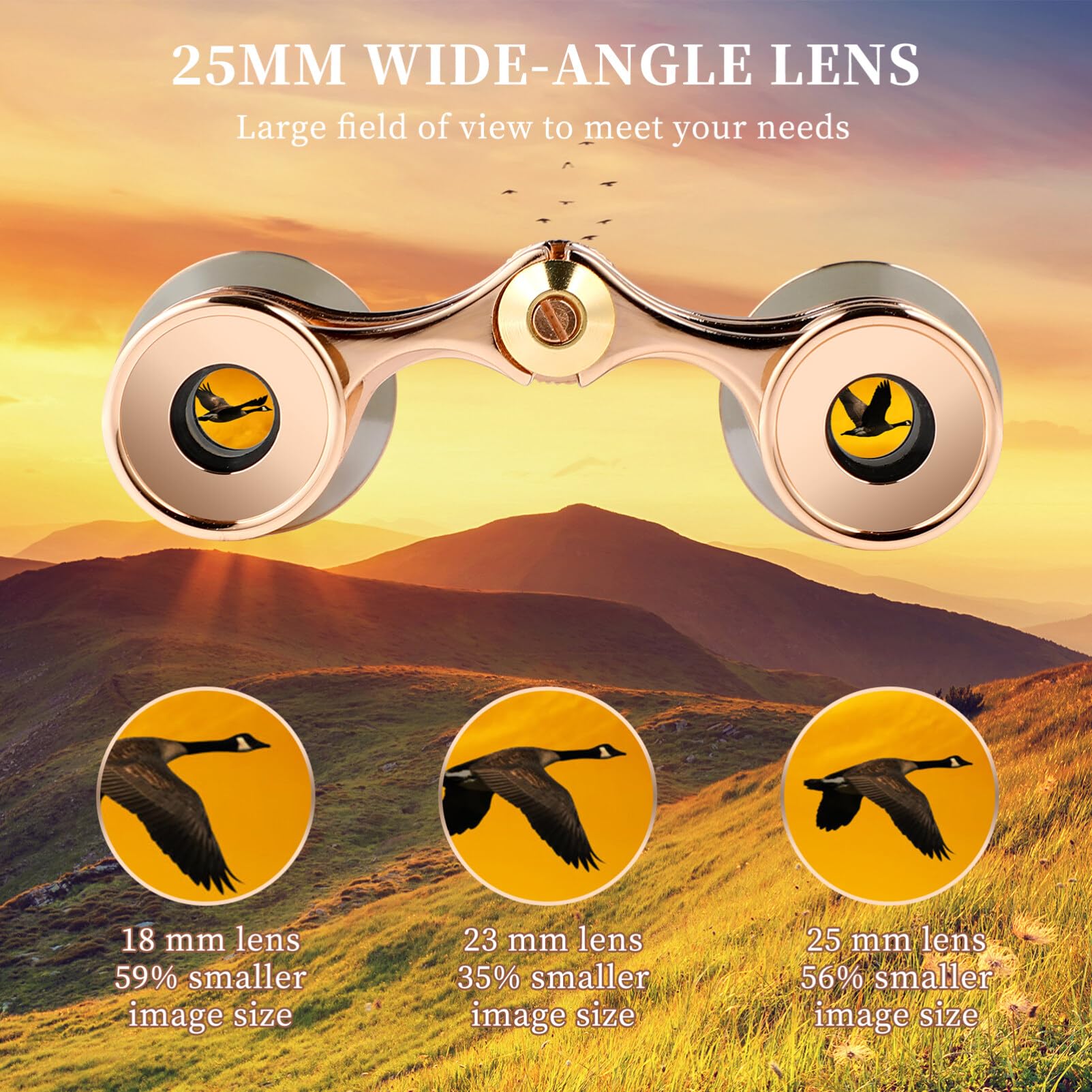 Scicalife 3X25 Theater Glasses Opera Binocular, Binocular With Chain, Wide Angle Binoculars, Vision Binoculars For Bird Watching