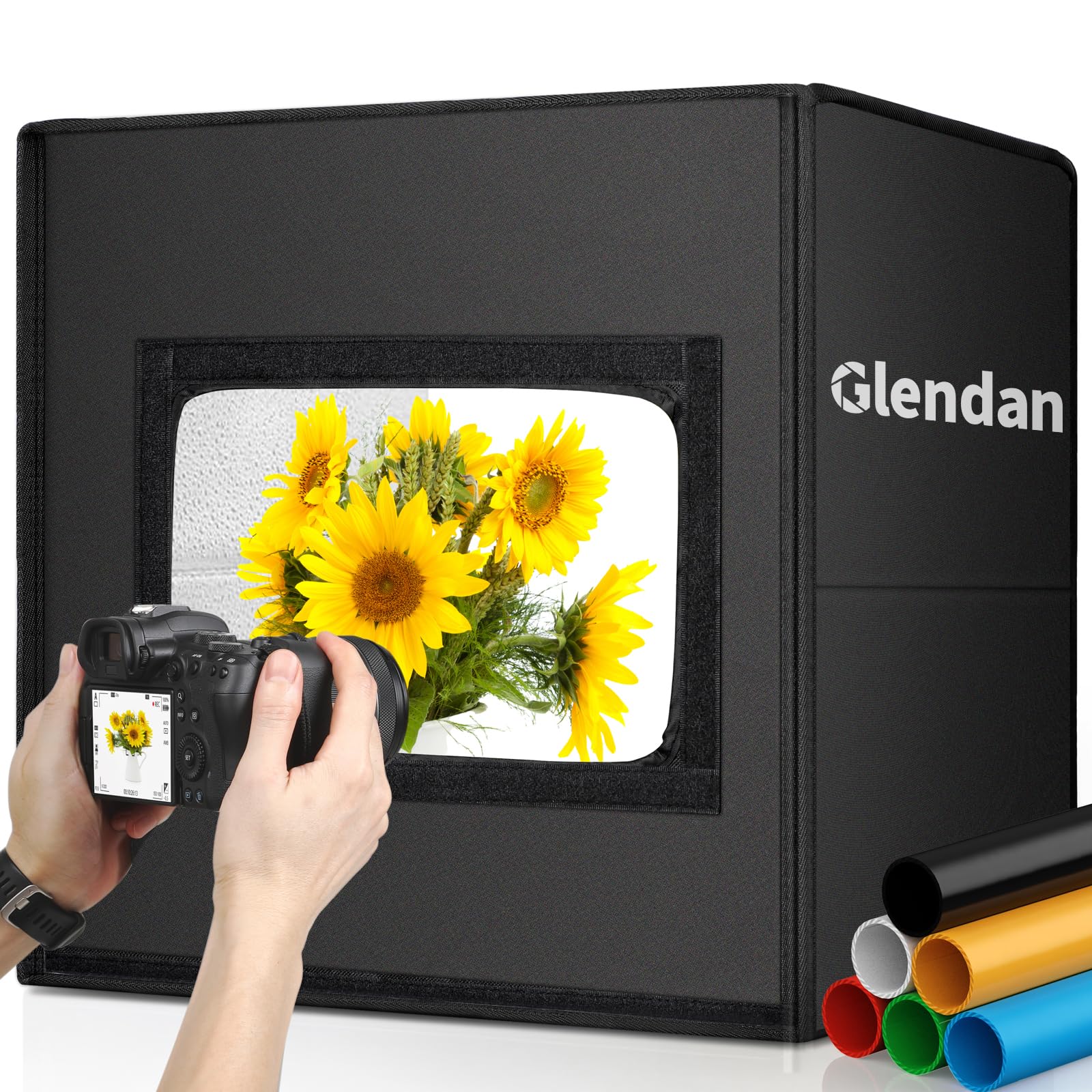 Glendan Light Box Photography, Portable Photo Studio Light Box, 16'' X 16'' Professional Dimmable Shooting Tent Kit With 216 Led