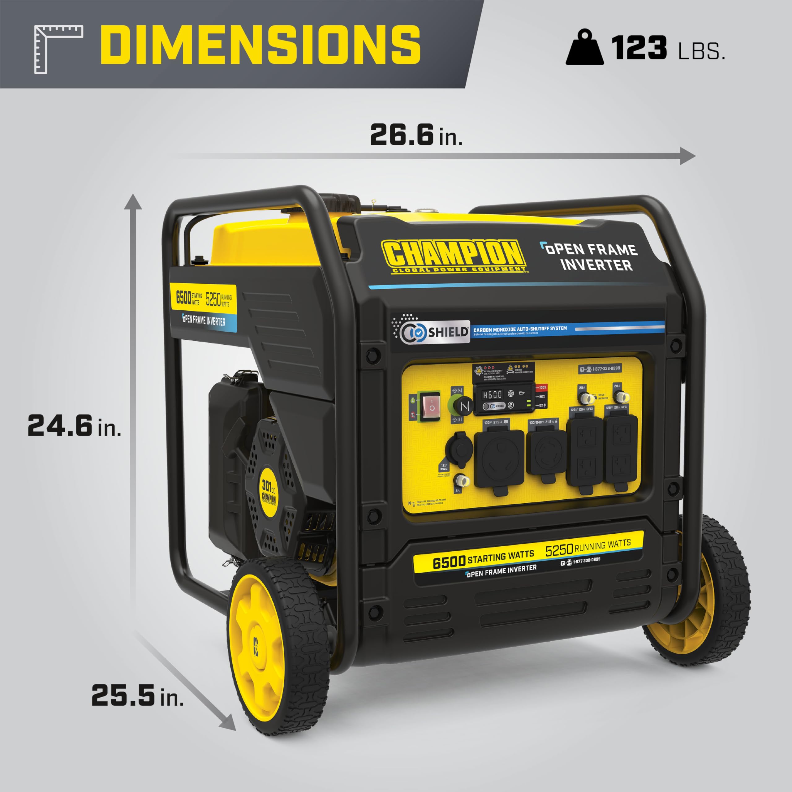 Champion Power Equipment 6500 Watt Rv Ready Portable Open Frame Inverter Generator With Quiet Technology And Co Shield