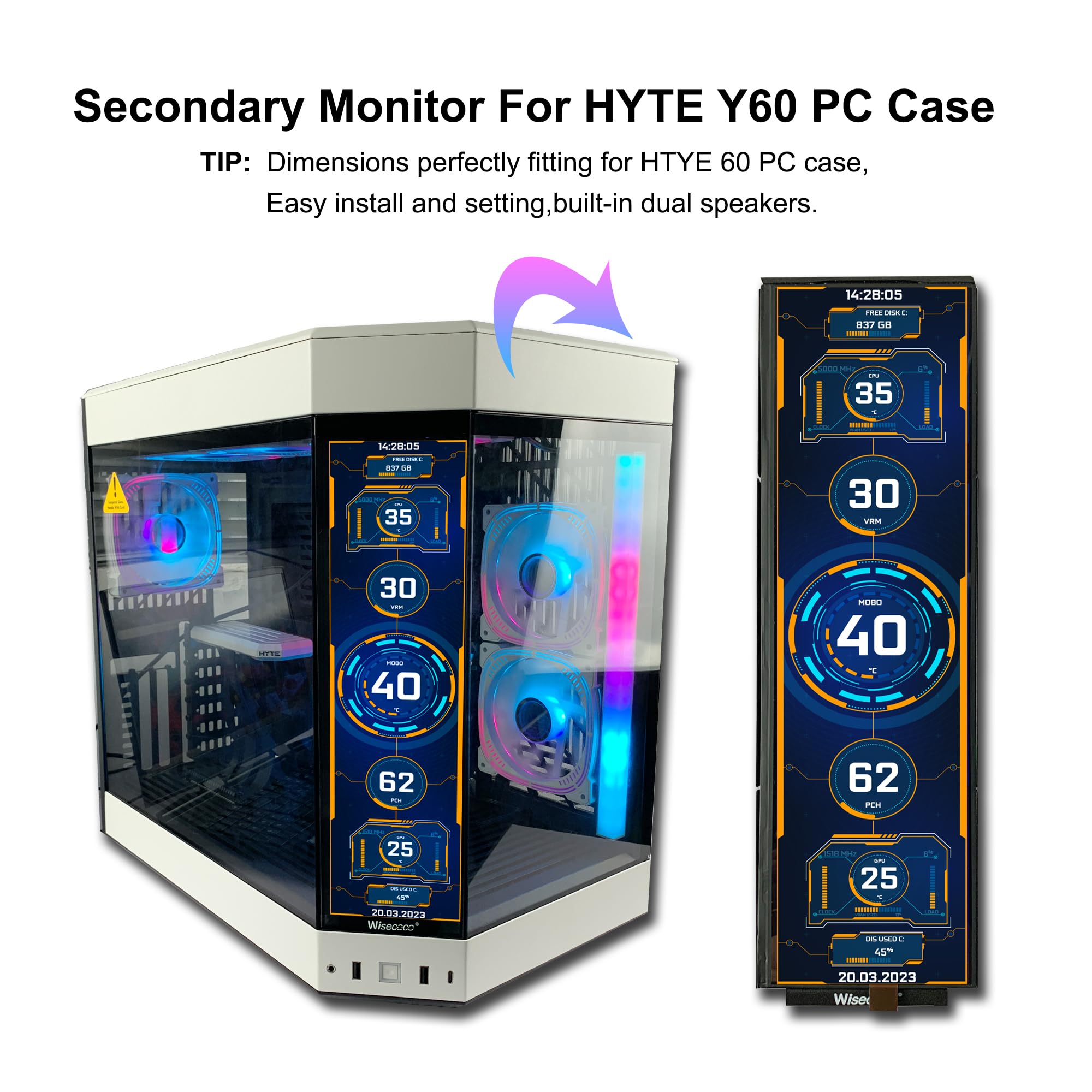 Wisecoco 12.6 Inch Bar LCD Screen - Thumbnail 2