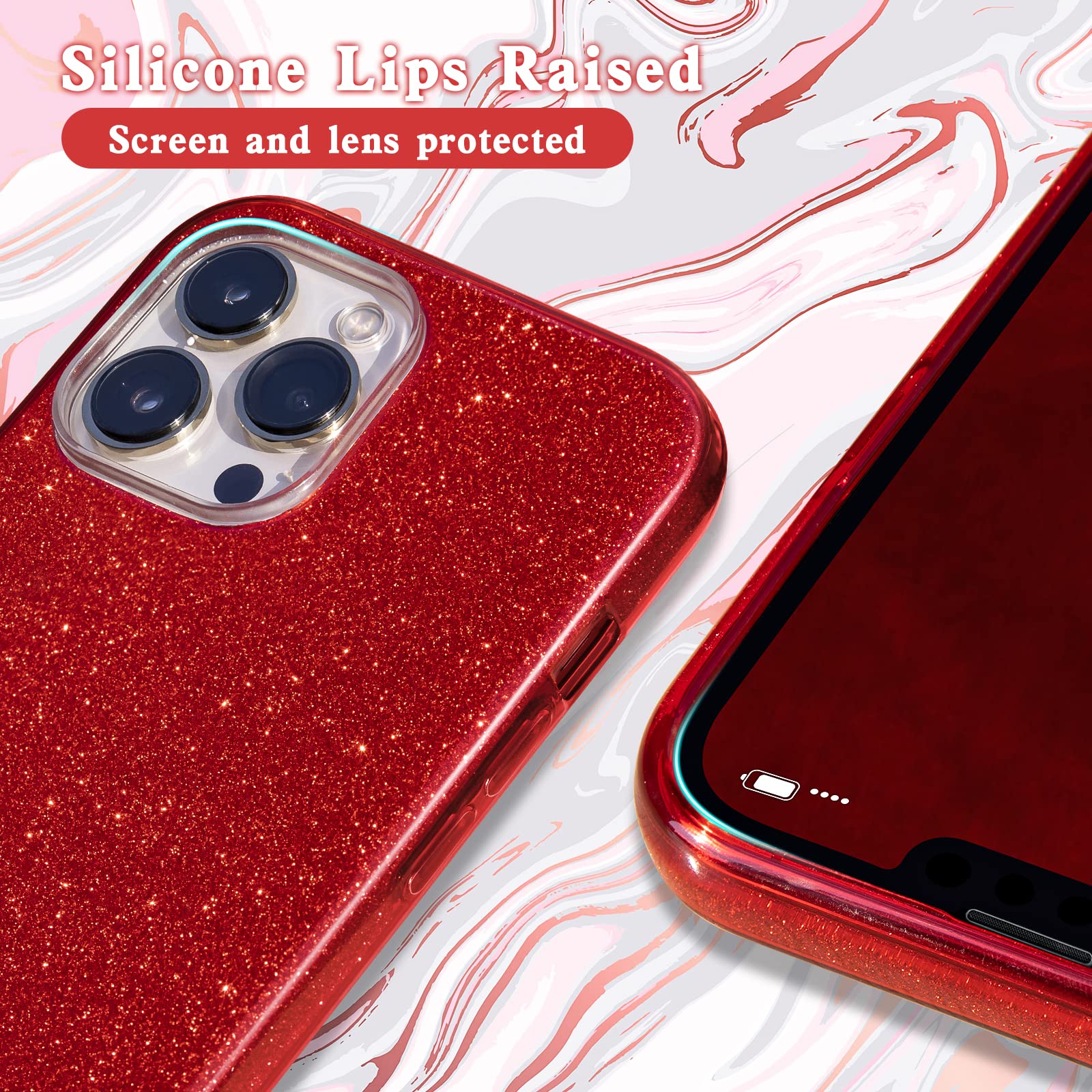 MATEPROX iPhone 13 Pro Bling Sparkle Protective Case TPU Red 6.1 Inch
