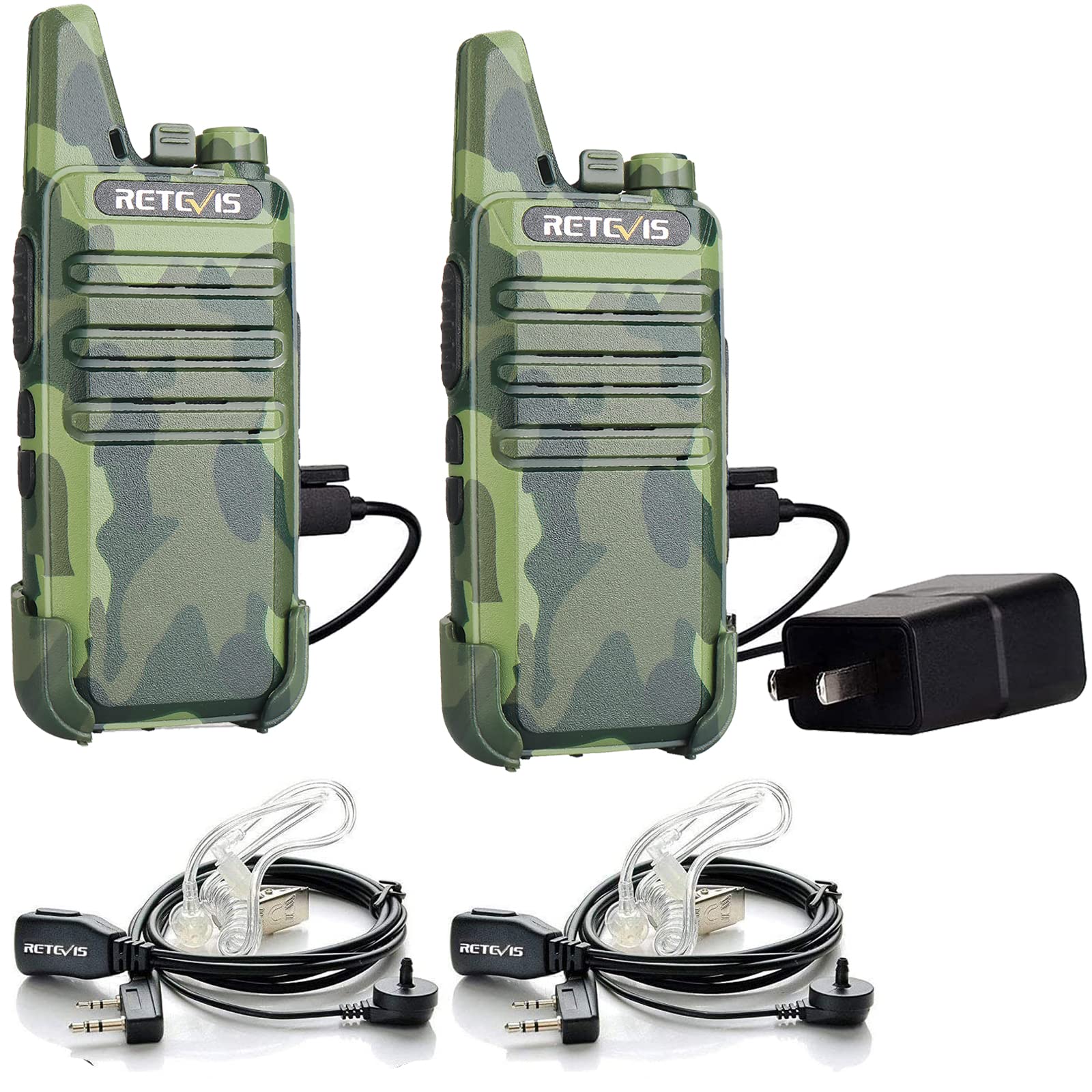 Retevis Rt22 Walkie Talkies For Adults, Two Way Radio Long Range Rechargeable, Portable Two Way Radios, Mini, Vox Handsfree, For Kids Family Camping Hiking Road Trip Adventure (2 Pack, Camouflage)