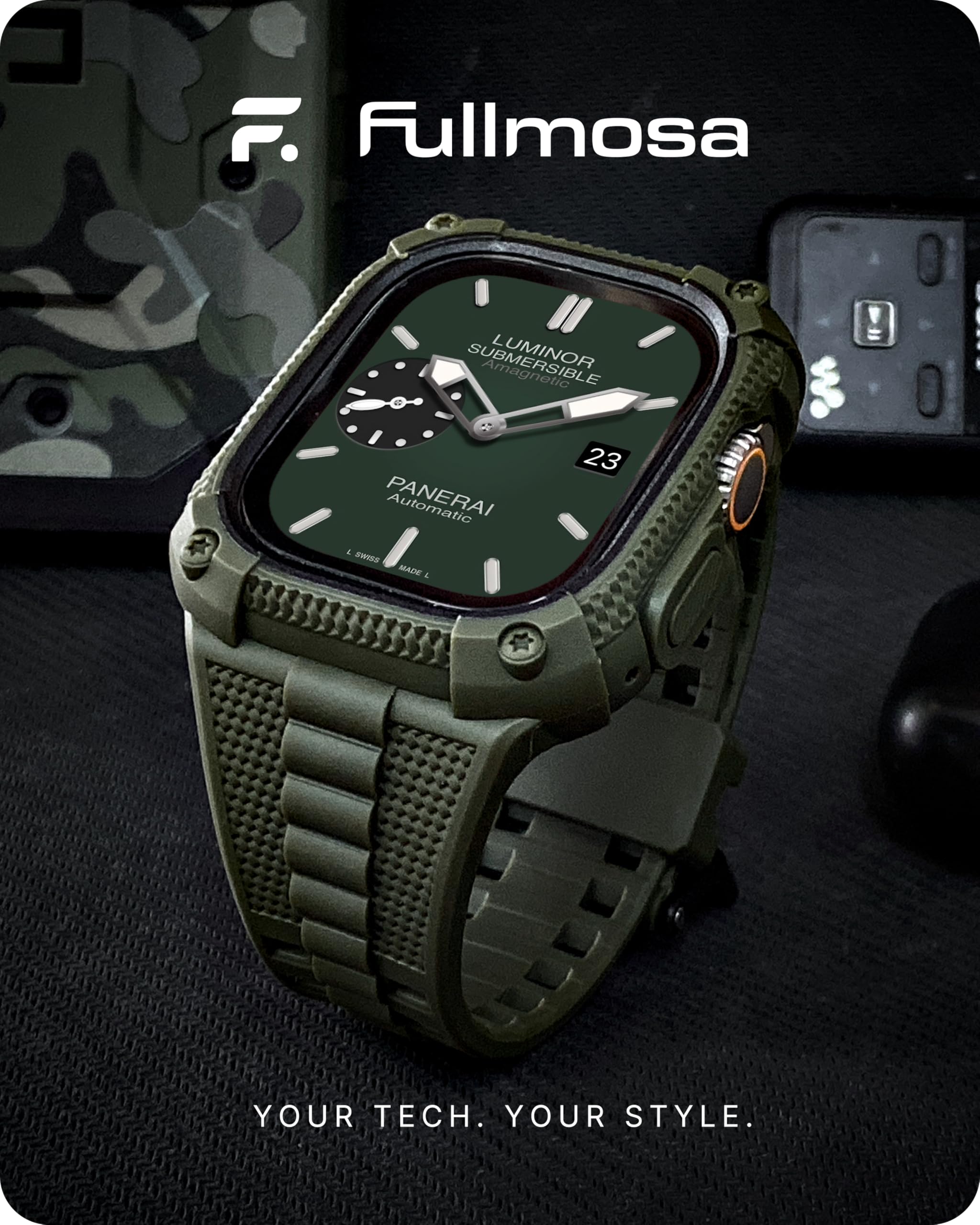 Fullmosa Watch Bands 41Mm, Rugged Iwatch Band Silicone With Screen Protector And Bumper Case For Men, Compatible With Apple Watc