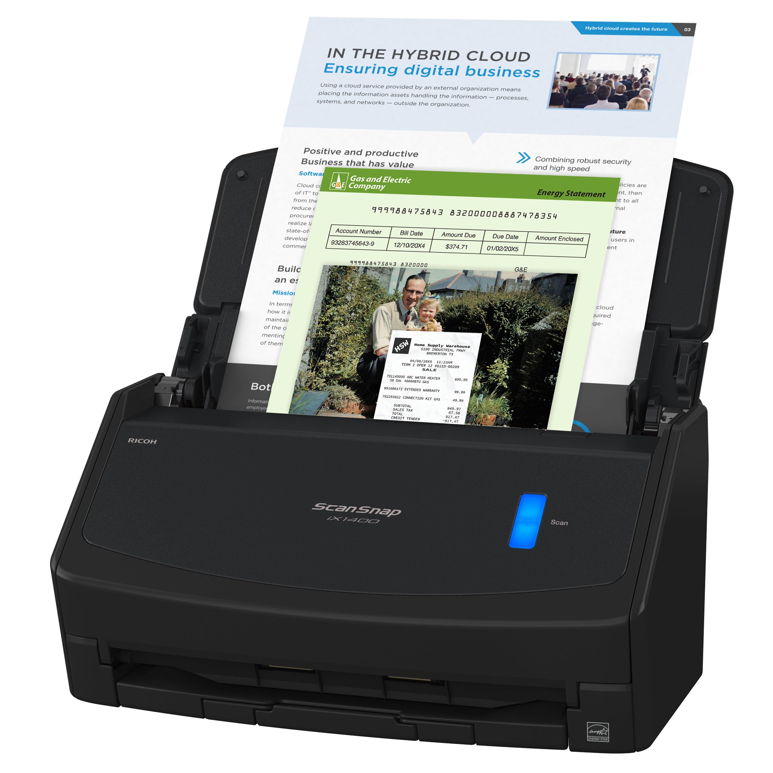 Scansnap Ix1400 High-Speed Simple One-Touch Button Color Document, Photo & Receipt Scanner With Auto Document Feeder For Mac Or 