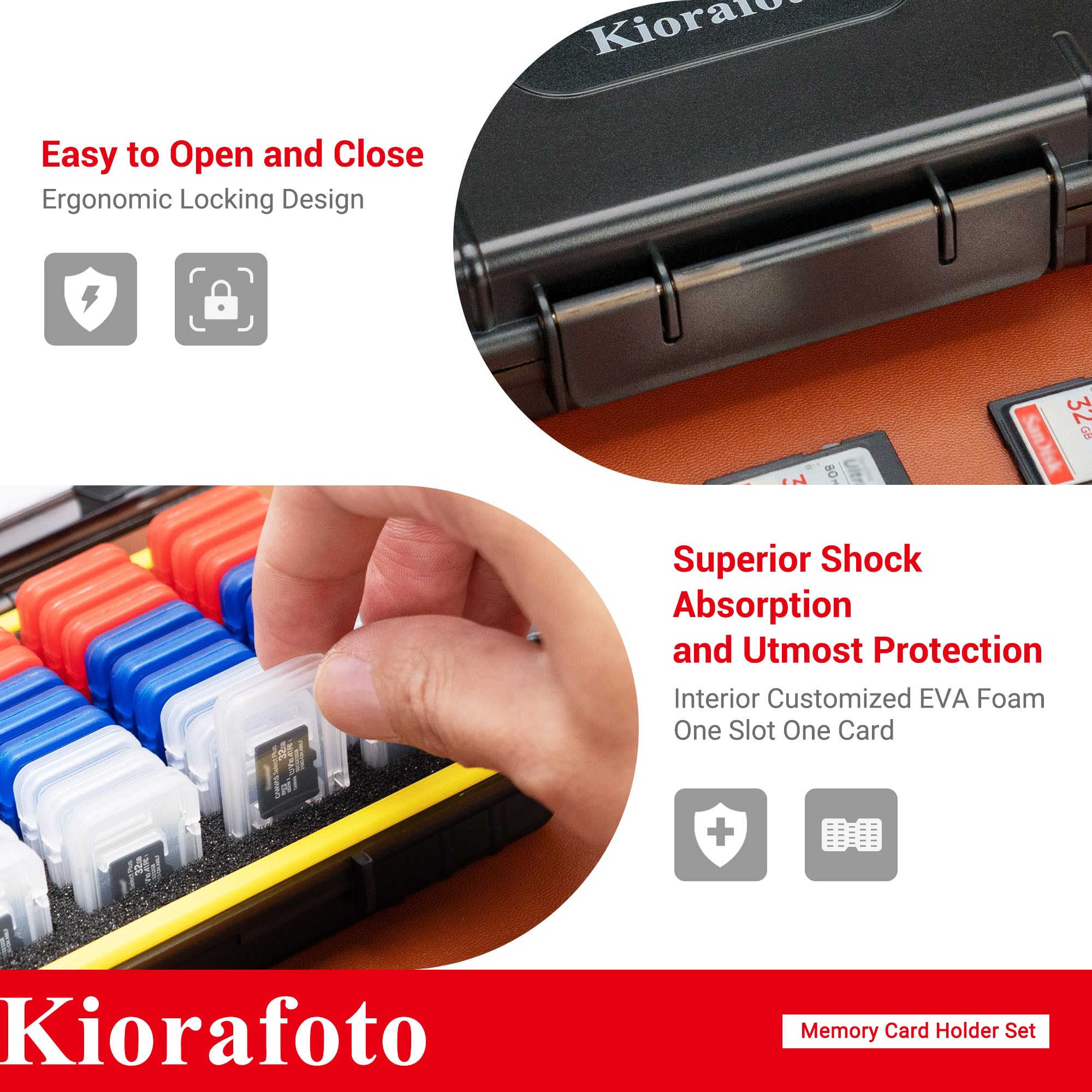 Dual Protect Micro Sd Card Case With 54 Pcs Clear Memory Card Holders For 54 Tf Msd Cards Storage, Water Resistant Anti Shock Mi