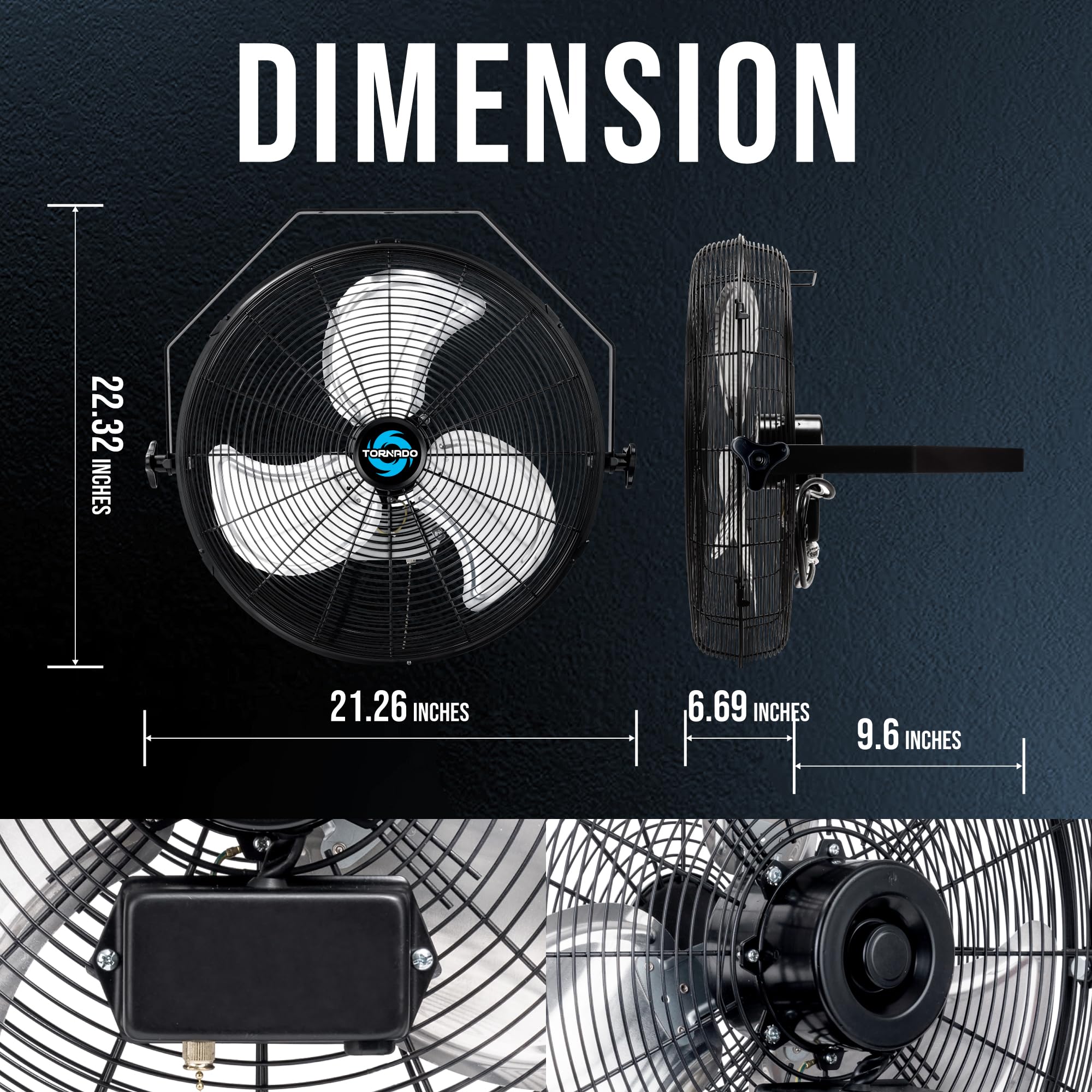 Tornado 2 Pack 18 Inch High Velocity Industrial Wall Fan With Teao Enclosure Motor   4000 Cfm   3 Speed   6.5 Ft Cord   Industri